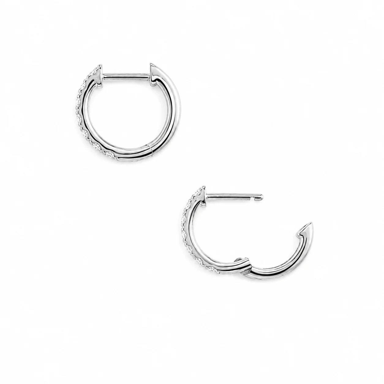14K Gold Lab Diamond Pave Huggie Hoop -0.30 ct thumbnail 2