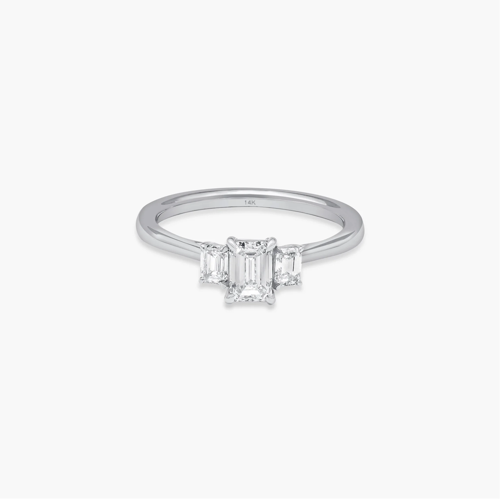 14K Gold LAB Emerald cut Diamond Three-stone ring product image 1