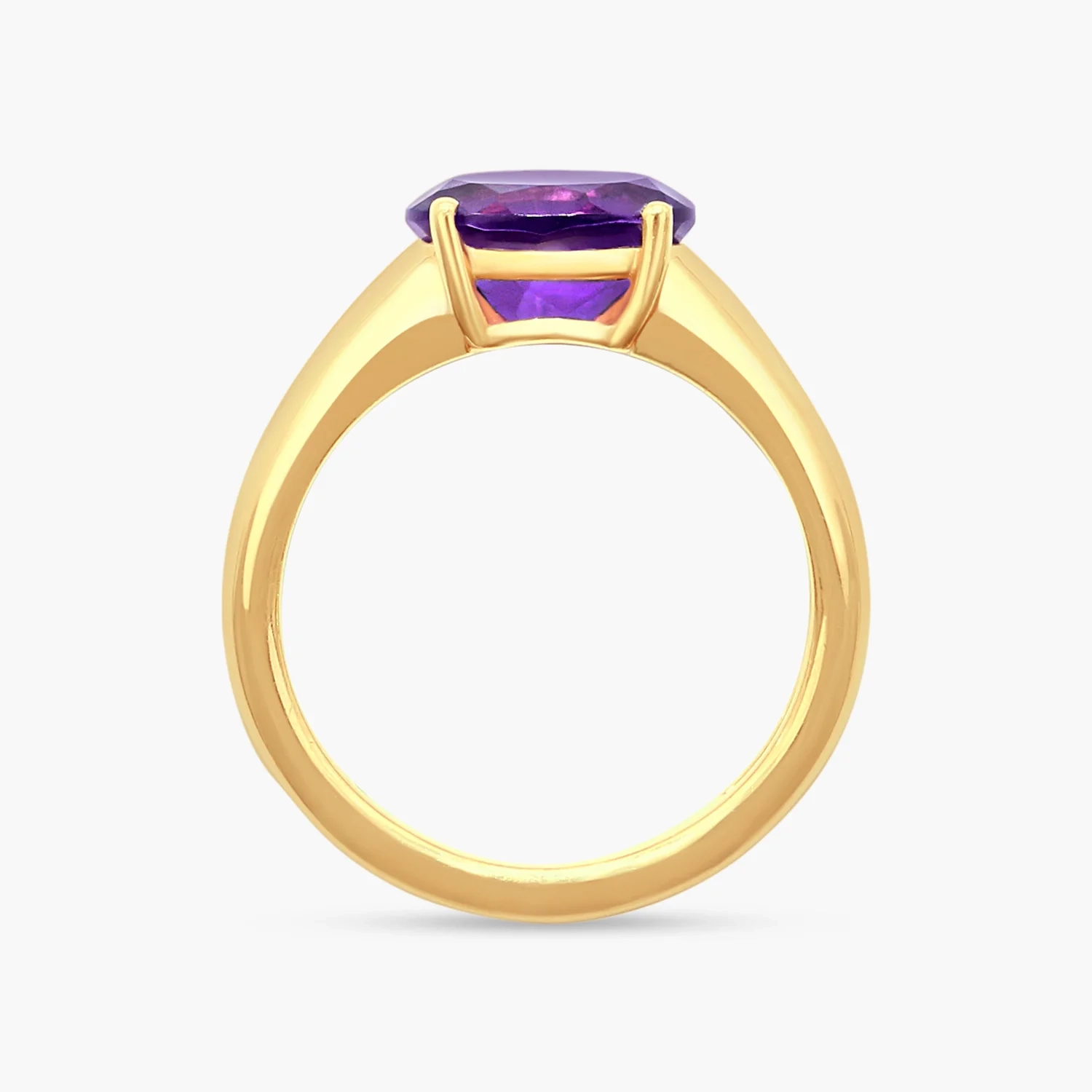 14K Gold Gemstone bold Ring - Amethyst thumbnail 4