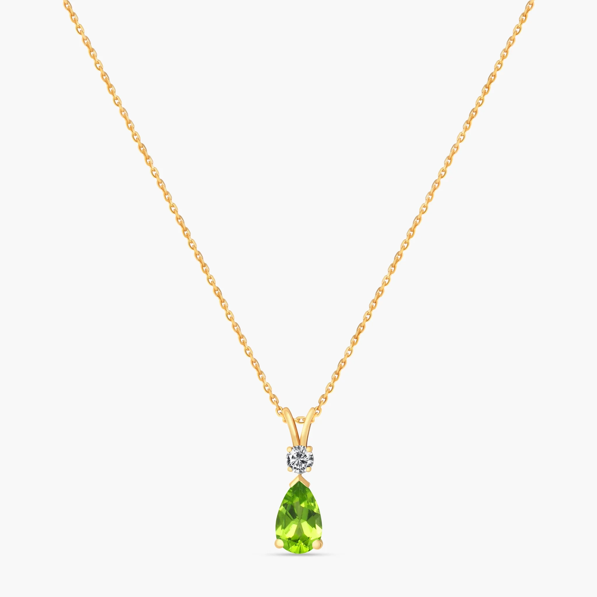 14K Gold Natural Diamond & Semi-Precious Gemstone Drop Necklace - Peridot product image 1