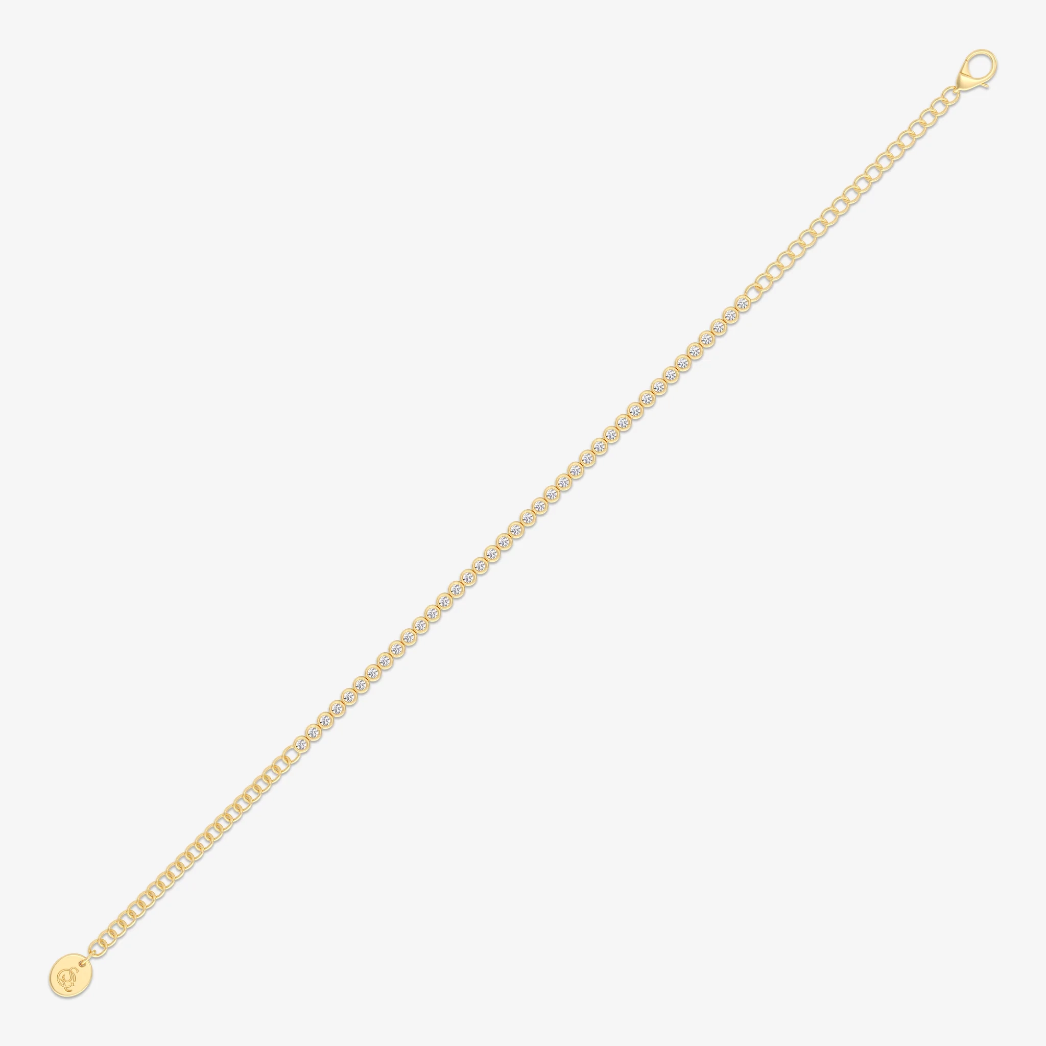 14K Gold Natural Diamond Petite Bezel Tennis Bracelet-0.50 CT thumbnail 3