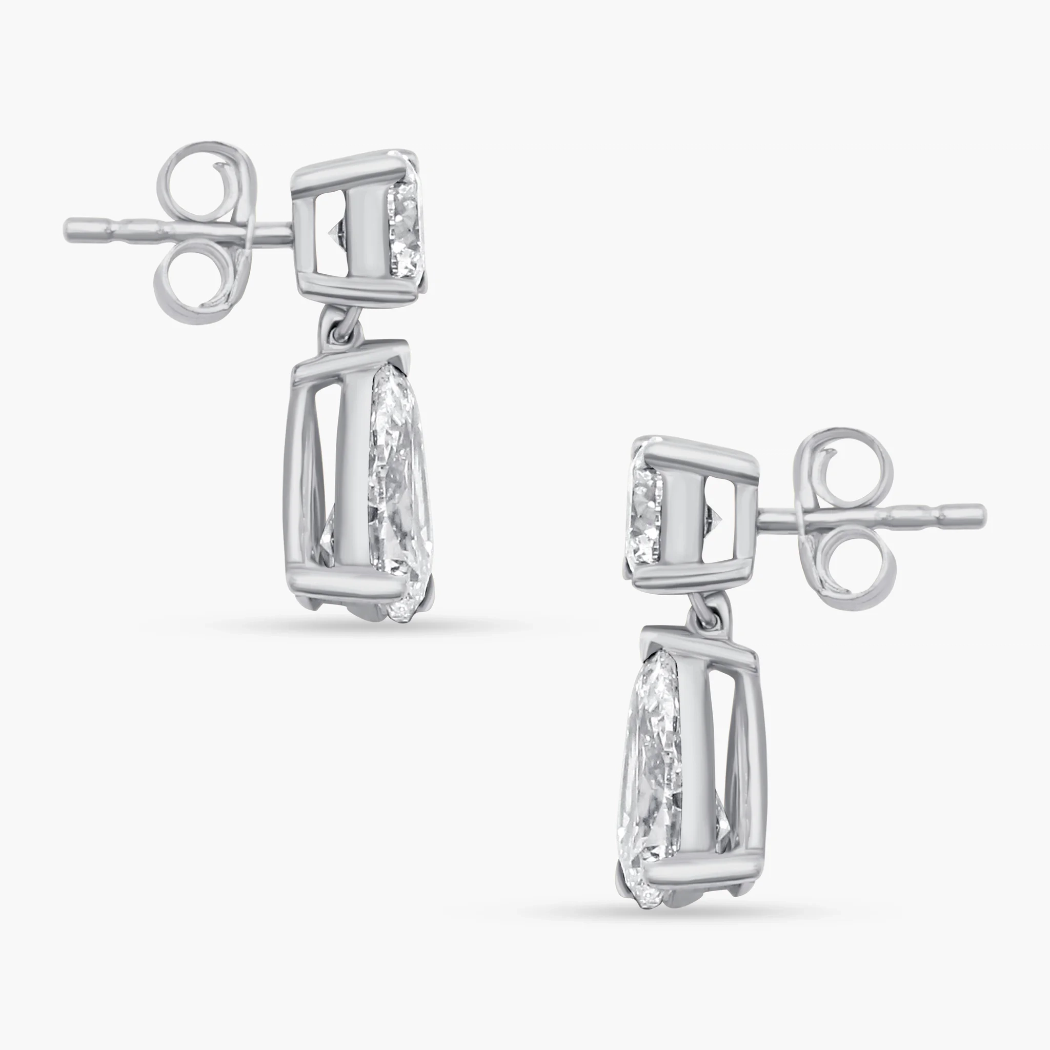 14K Gold Lab Grown Diamond Round & Pear Drop Earrings thumbnail 2