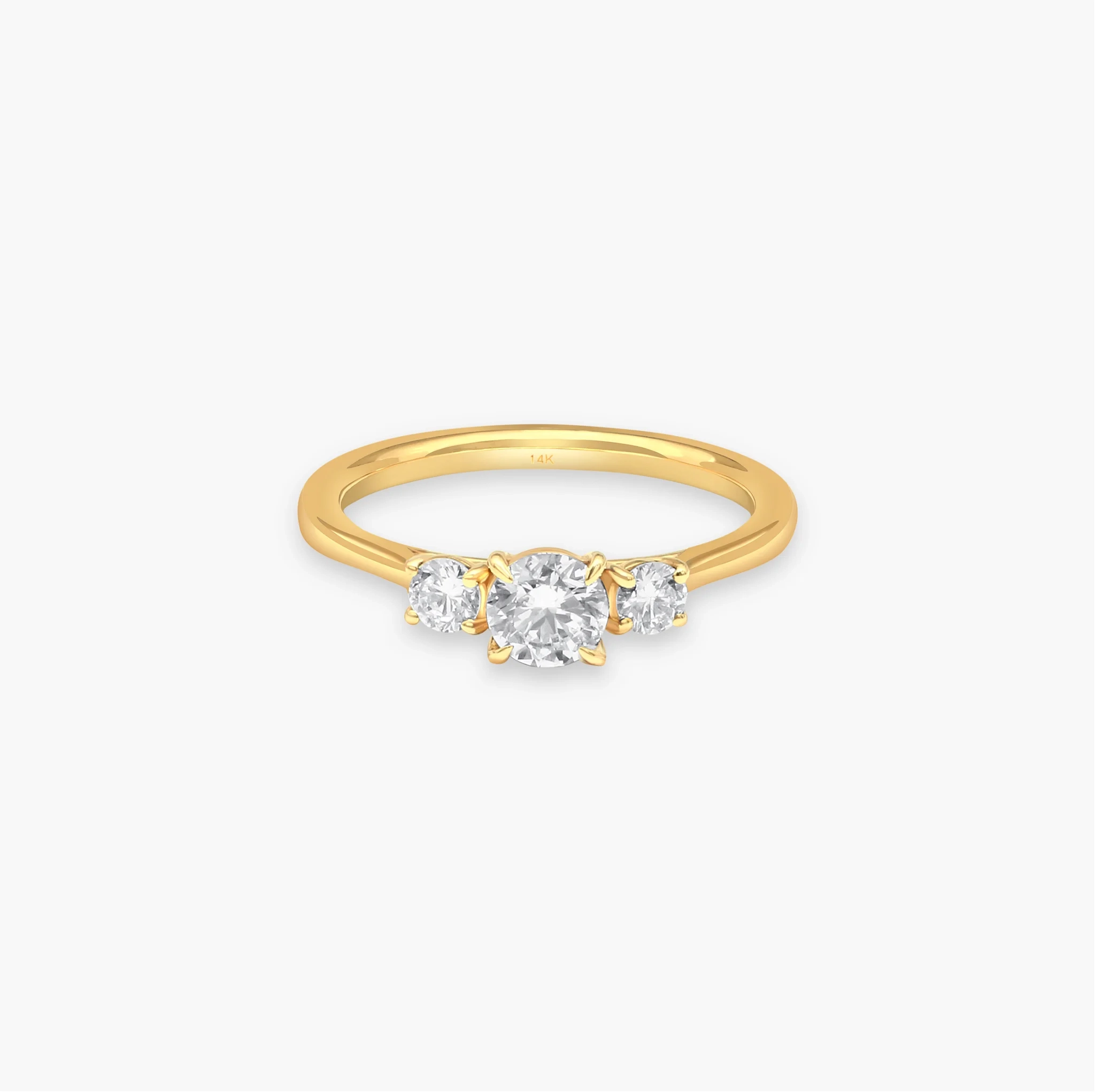 14K Gold LAB Round Diamond Three-stone ring product image 1