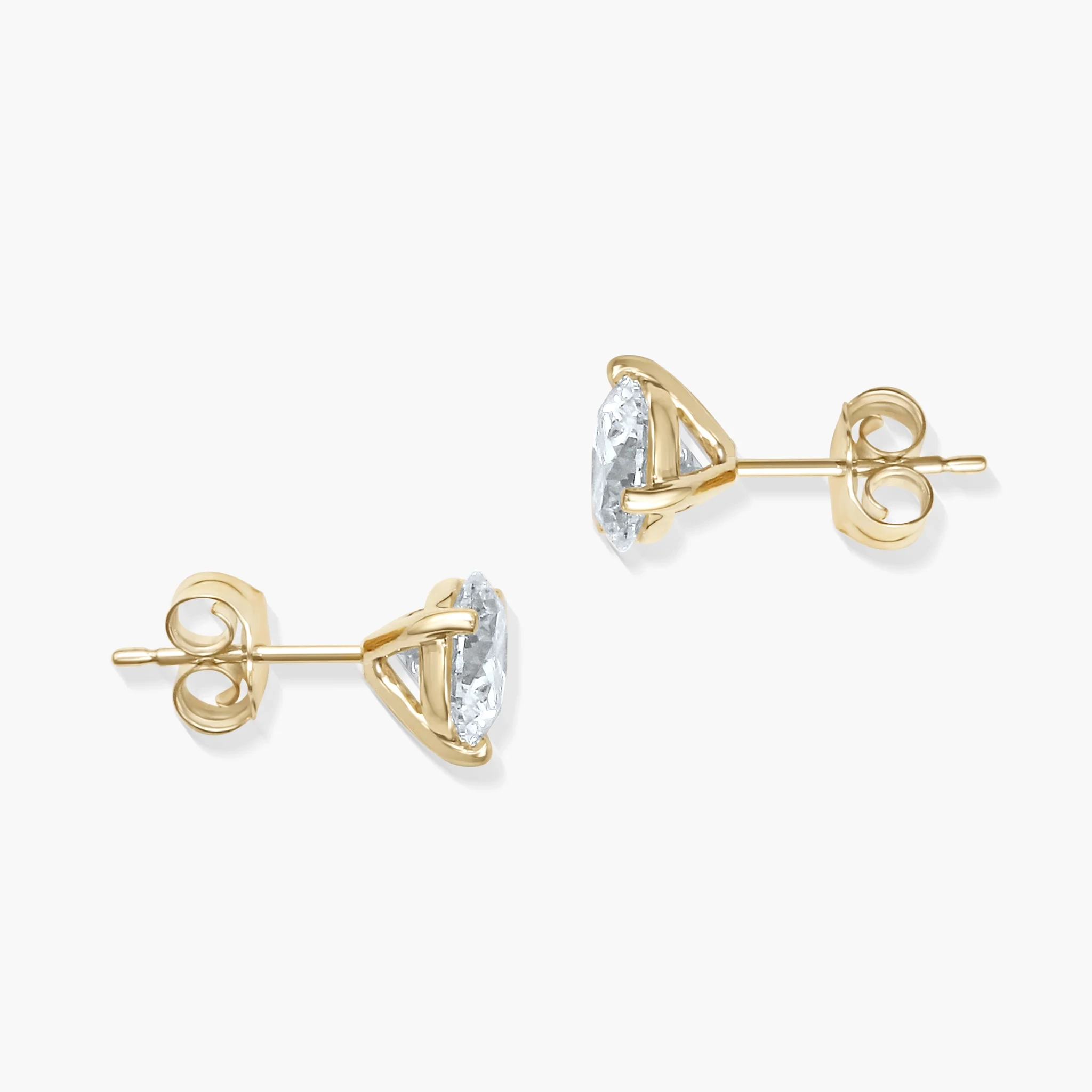 14K Gold Lab Grown Diamond Martini three prong studs - 1.5 ct thumbnail 2