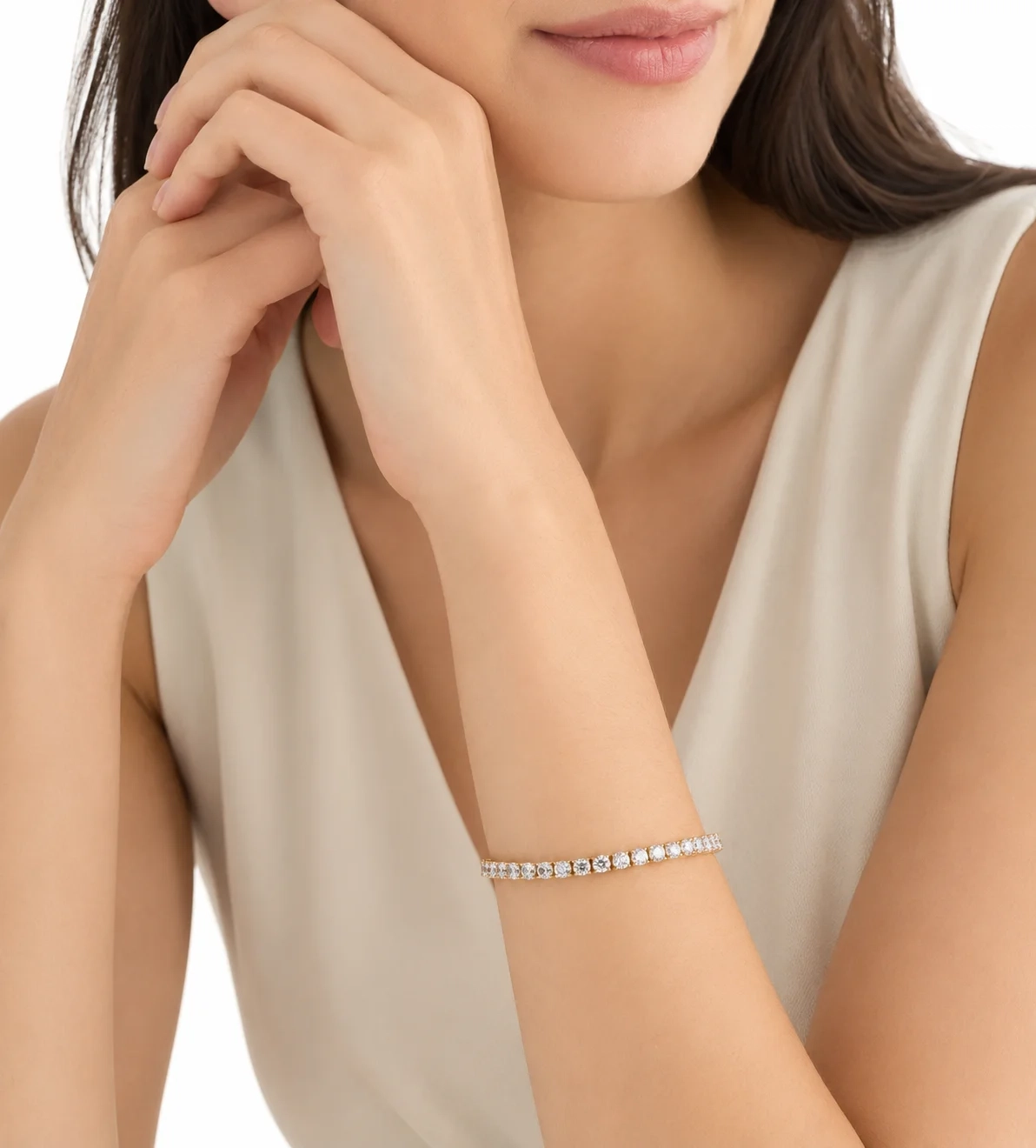 14K Gold Lab Grown Diamond Tennis Bracelet-10.00 ct thumbnail 3