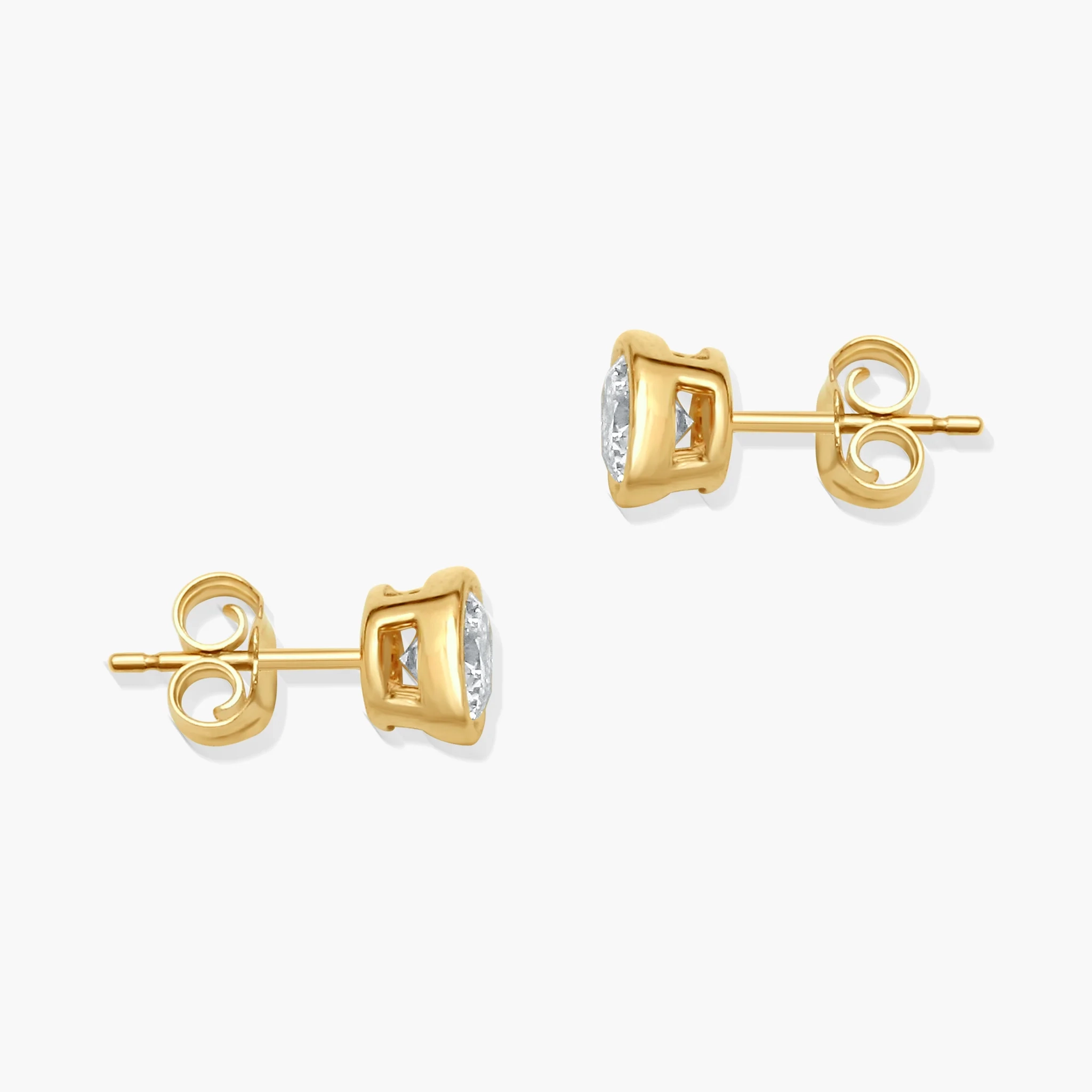 14K Gold Lab Grown Diamond Bezel set Studs - 0.50 ct thumbnail 2