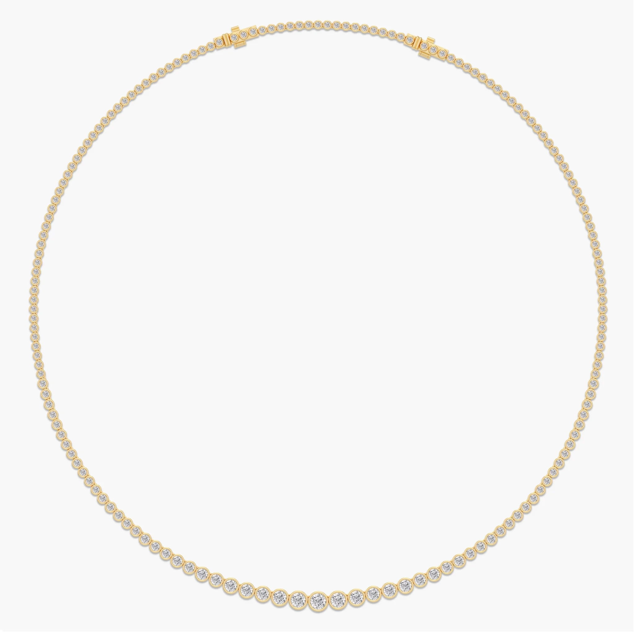 14K Gold Lab Grown Diamond Bezel Setting Graduated Tennis Necklace - 7.00 ct thumbnail 6