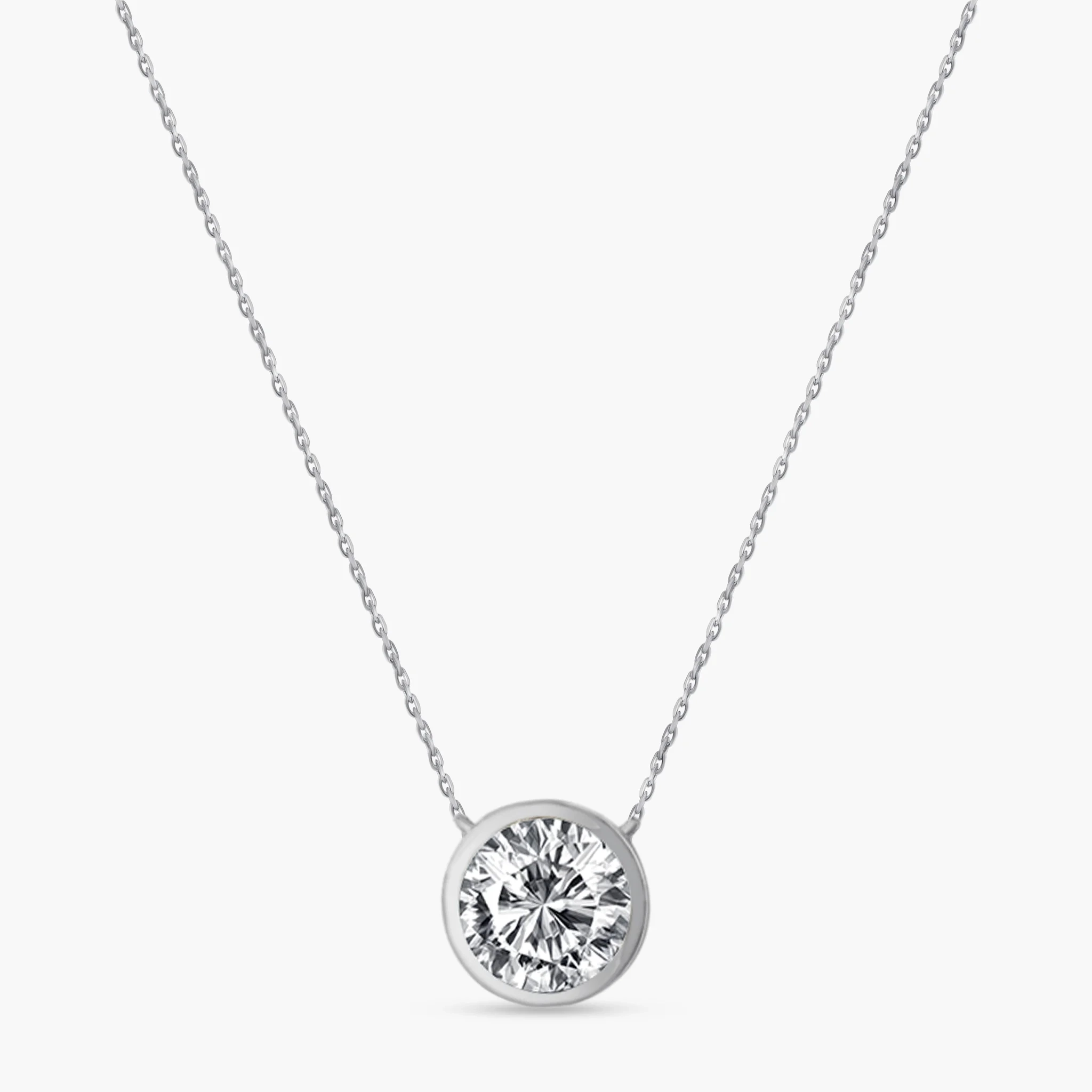 14K Gold Lab Grown Diamond Bezel set Necklace-1.00 ct product image 1