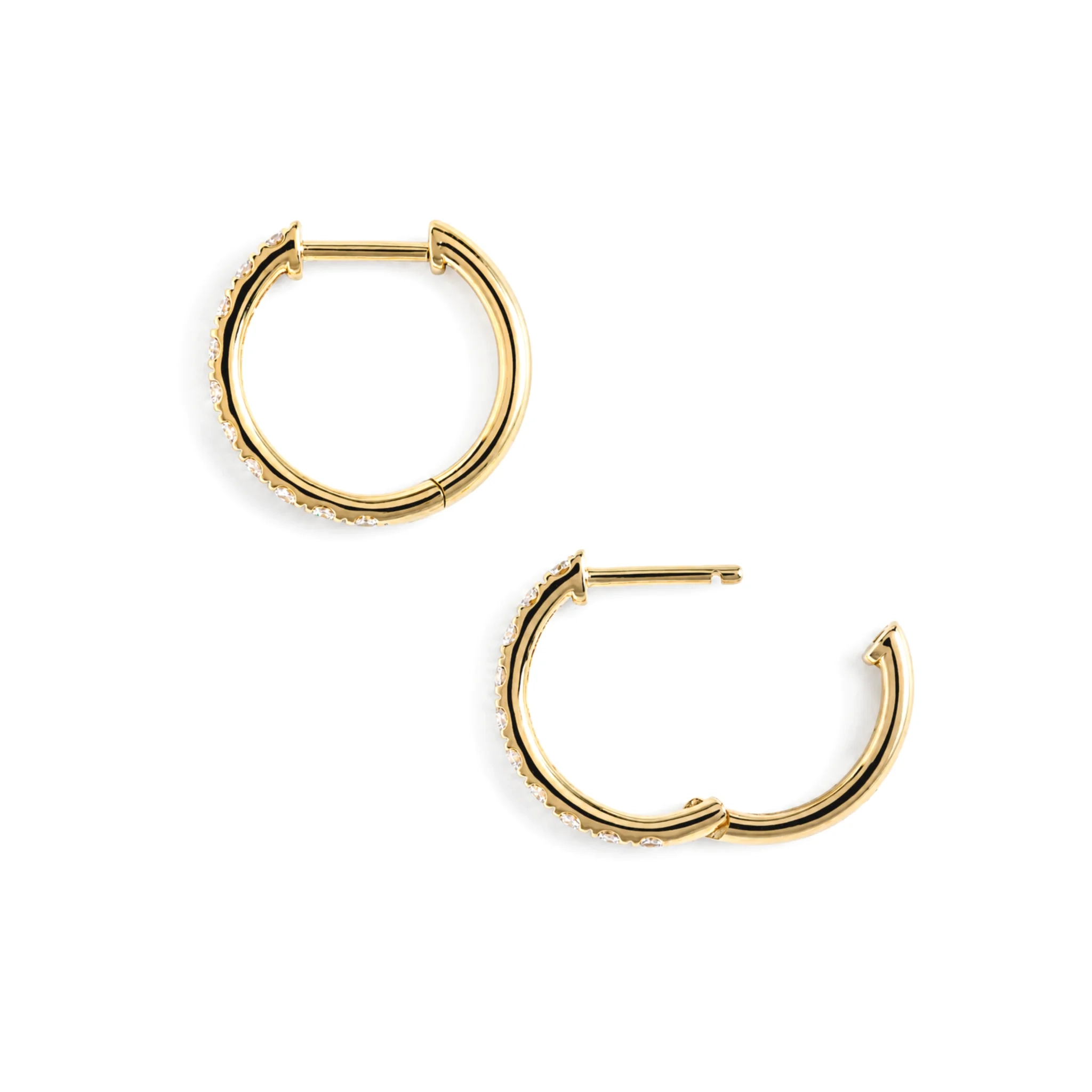 14K Gold Lab Diamond Pave Huggie Hoop - 0.50 ct thumbnail 2