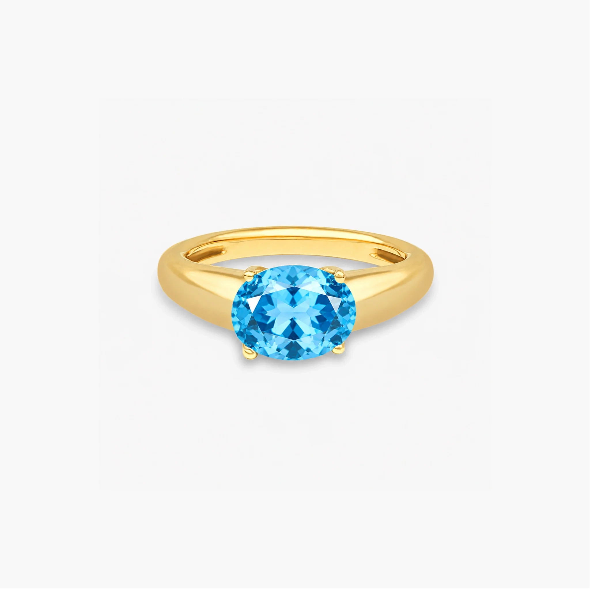 14K Gold Gemstone bold Ring - Swiss Blue Topaz product image 1