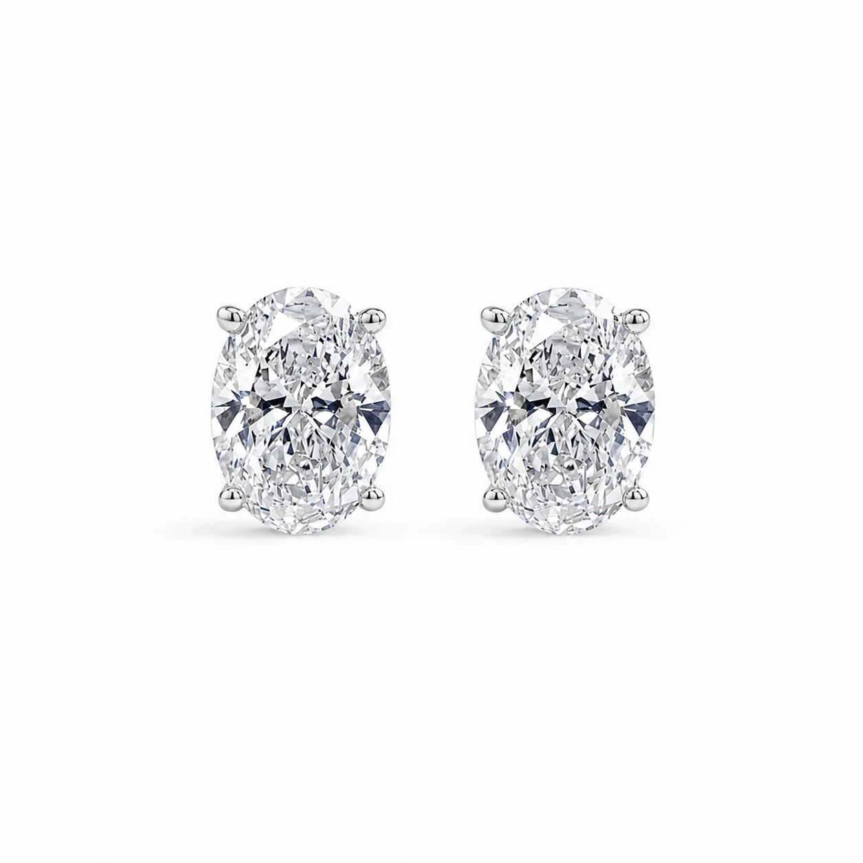 14K Gold Lab Grown Diamond Oval Solitaire Studs-3.00 ct product image 1