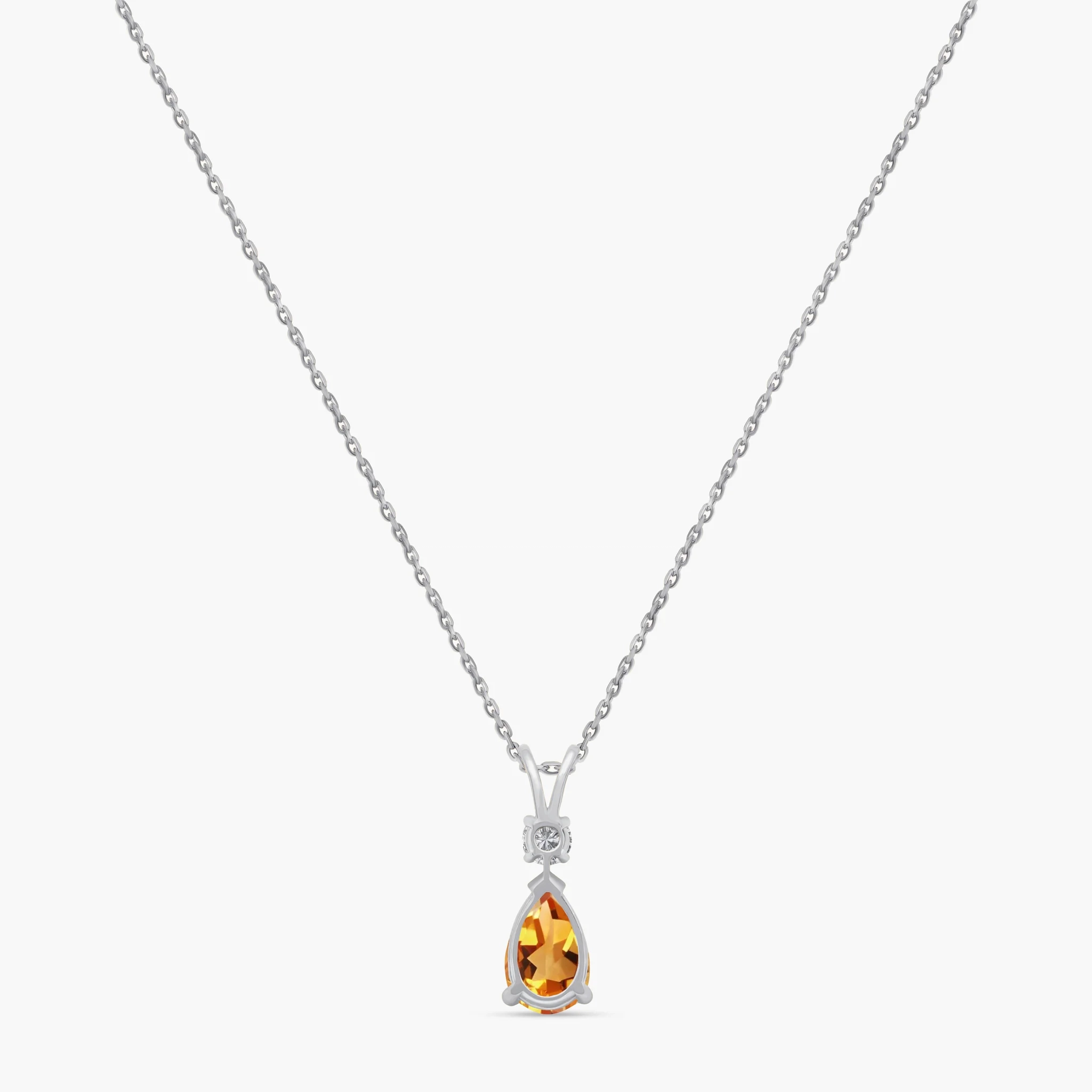 14K Gold Natural Diamond & Semi-Precious Gemstone Drop Necklace - Citrine thumbnail 4