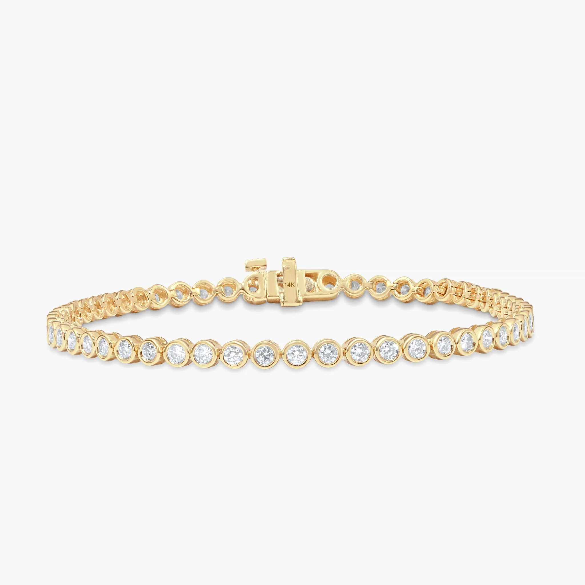 14K Gold Lab Grown Diamond Bezel set Tennis Bracelet-2.00 CT product image 1