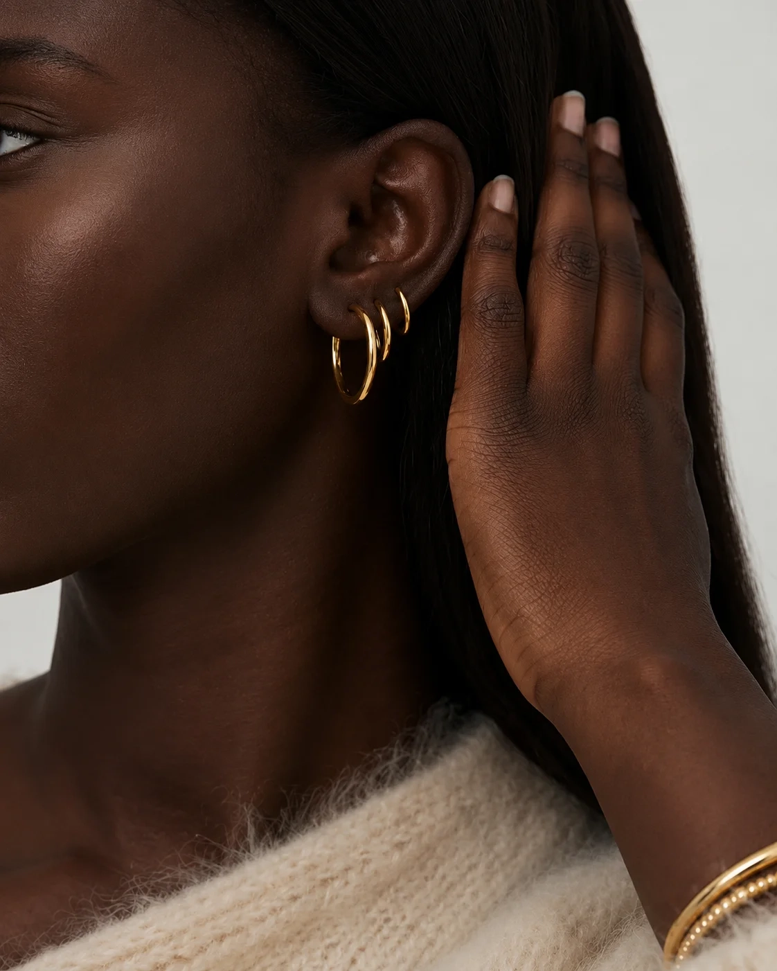 14K Gold Classic Everyday Hoops - 18 mm thumbnail 4