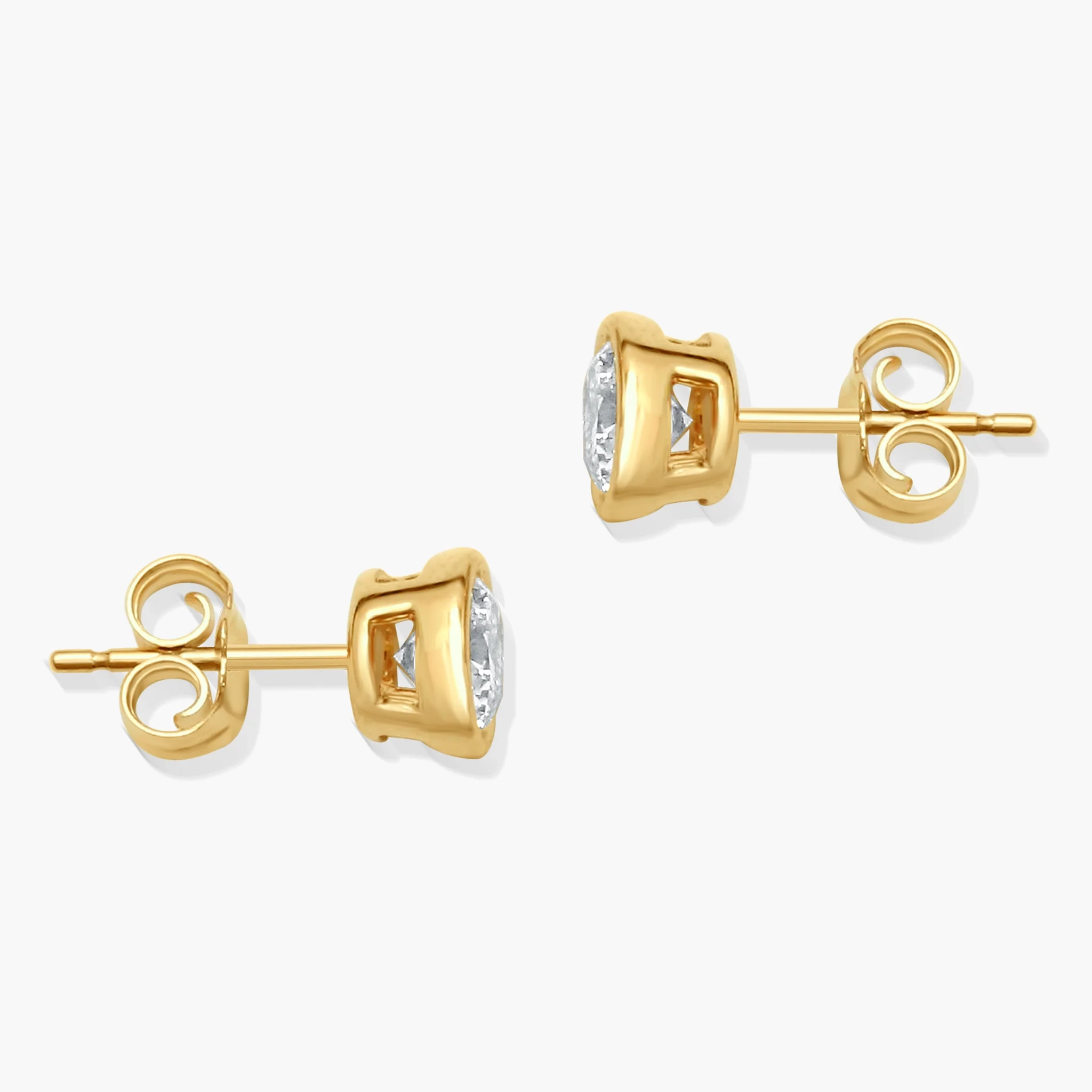 14K Gold Lab Grown Diamond Bezel set Studs - 2.0 ct thumbnail 2