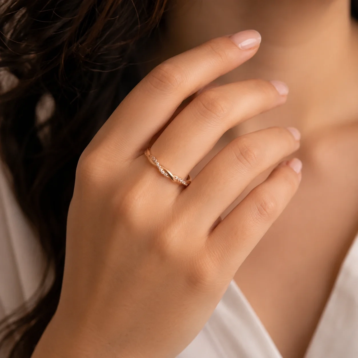 14K Petite Twist Lab-Grown Diamond Eternity Ring thumbnail 3