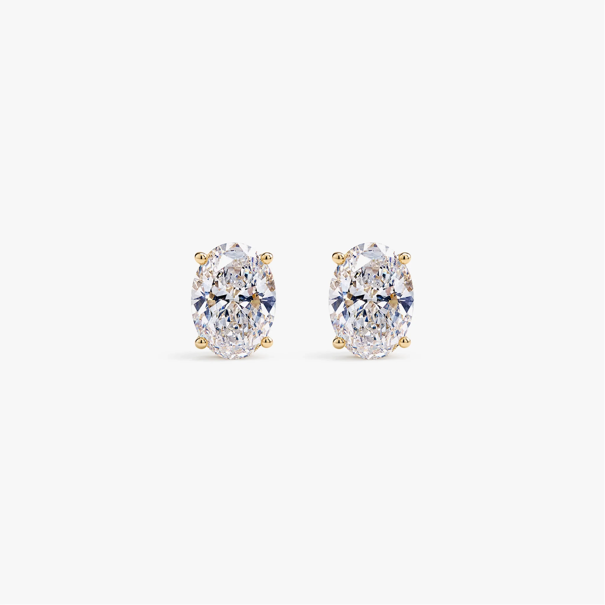 14K Gold Lab Grown Diamond Oval Solitaire Studs-2.00 ct product image 1
