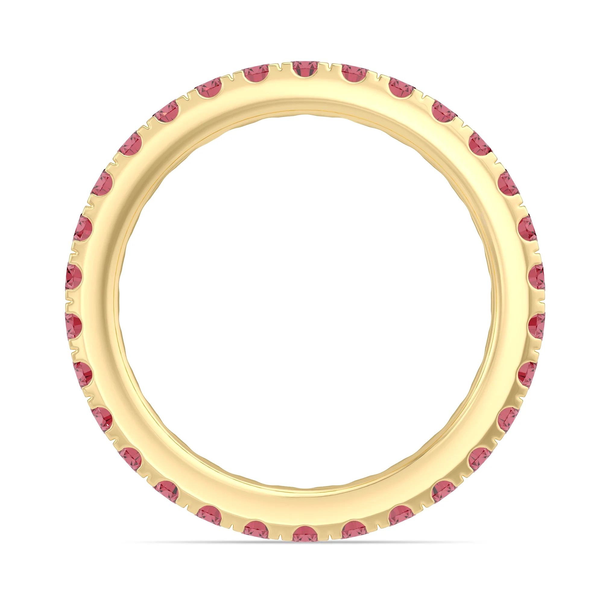 14K Gold Semi-Precious Gemstone Pave Eternity Band - Garnet thumbnail 3
