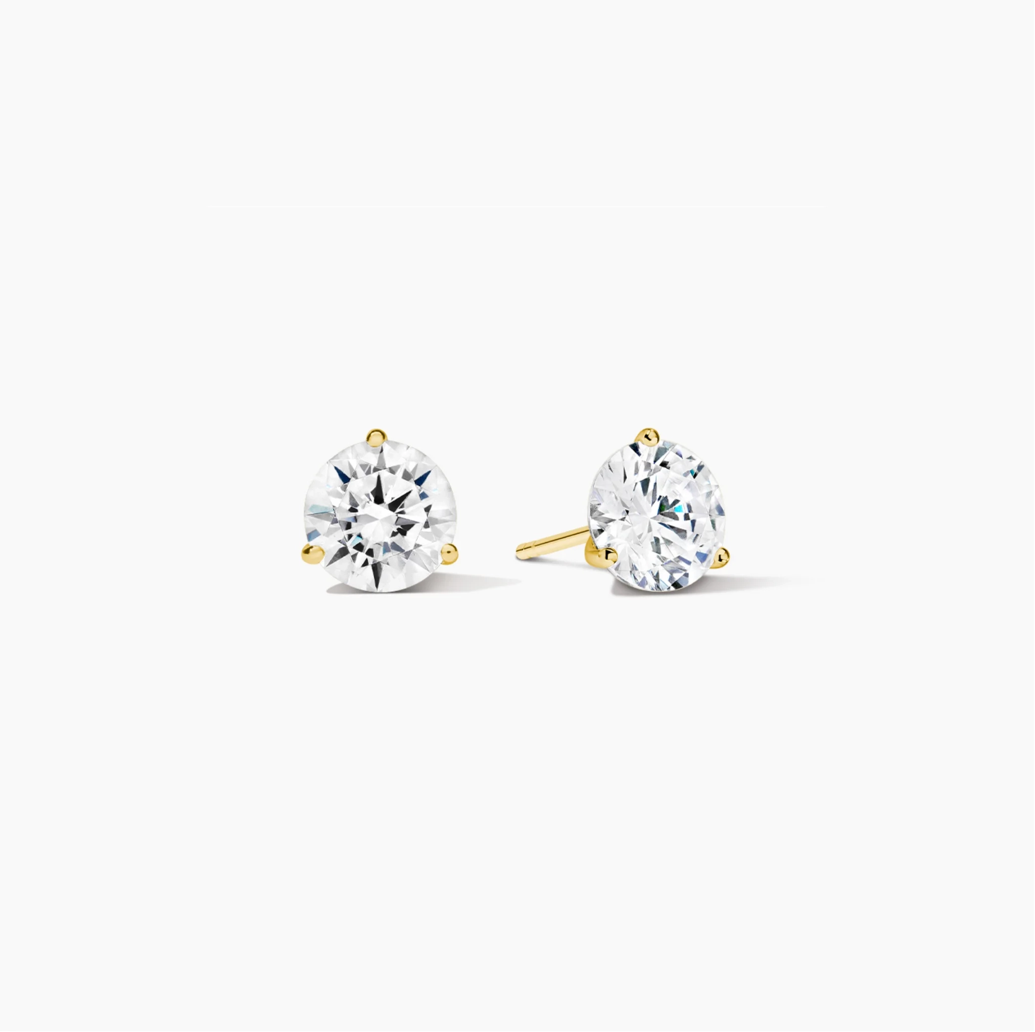 14K Gold Lab Grown Diamond Martini three prong studs - 1.5 ct product image 1