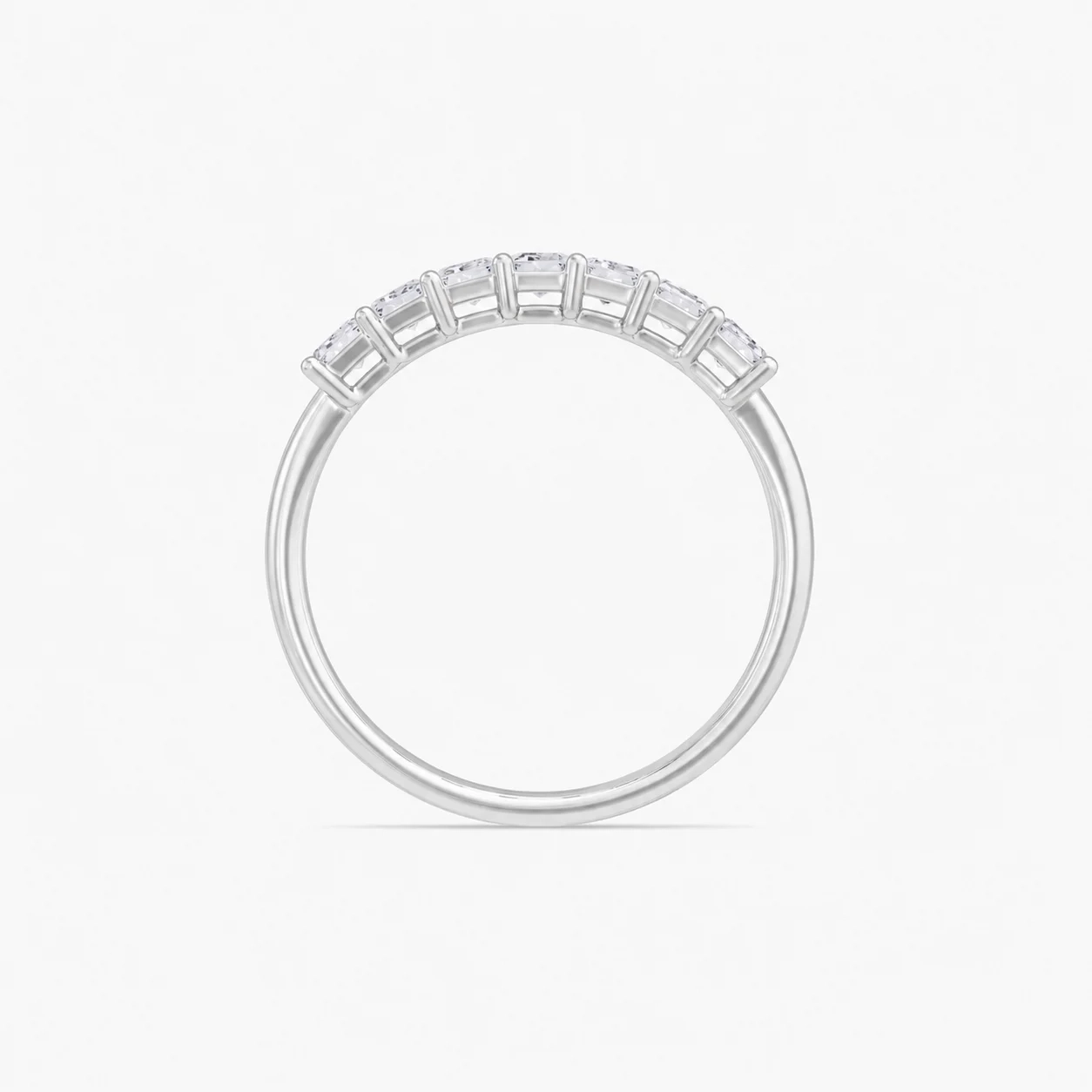 14K LAB Grown Emerald Diamond Seven Stone Band - 1.00 ct thumbnail 3