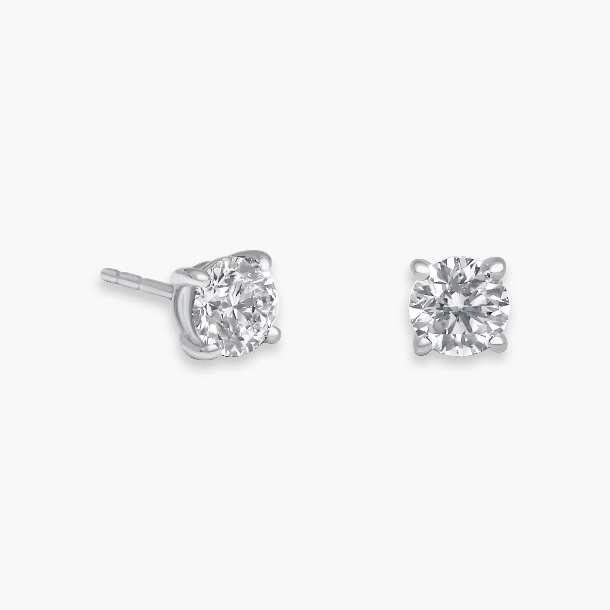 14K Gold Lab Grown Diamond classic Four-Prong Solitaire Studs - 1.0 ct thumbnail 2