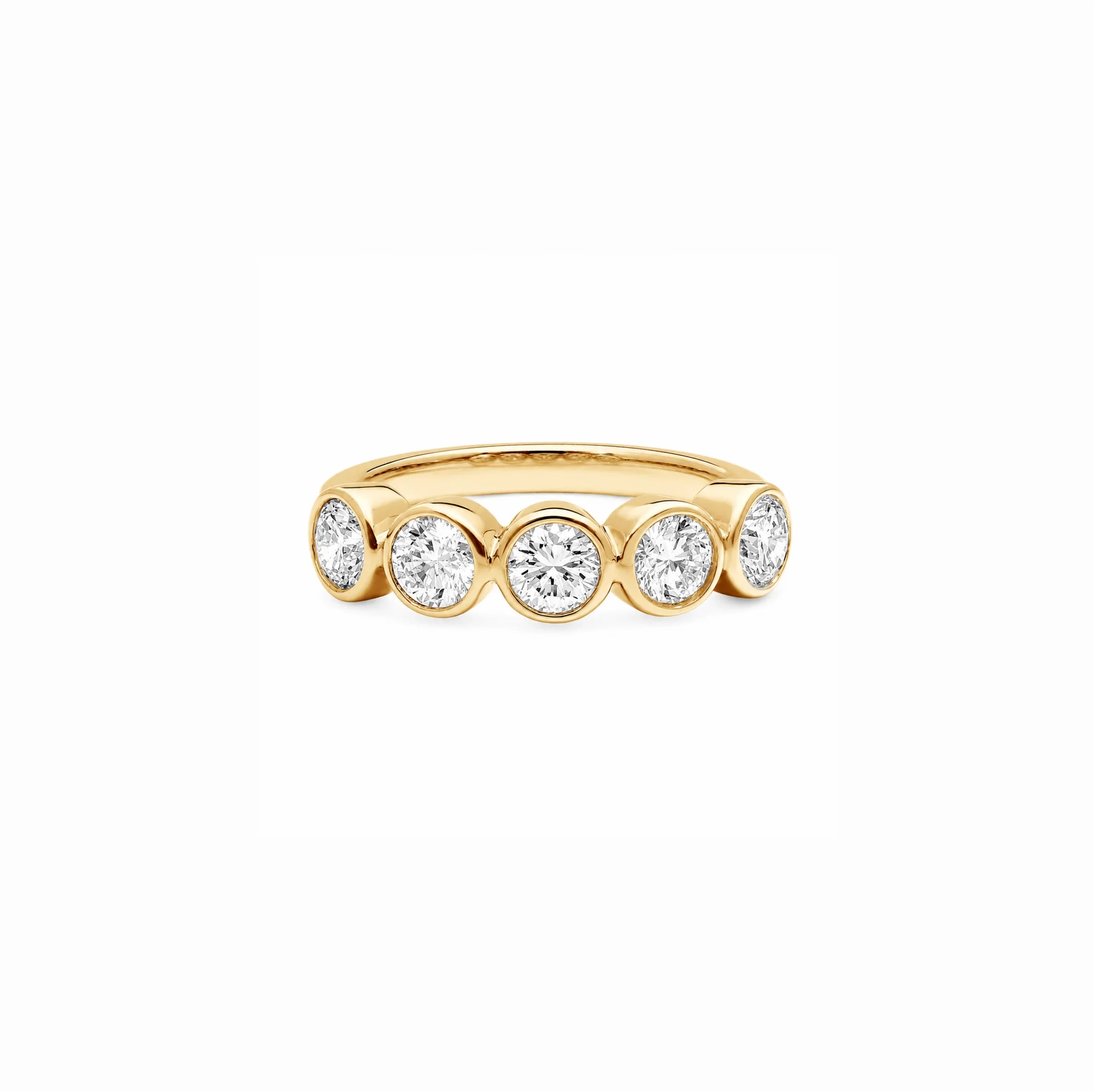 14K Gold LAB Round Diamond Bezel set 5 stone band - 1.0 ct product image 1