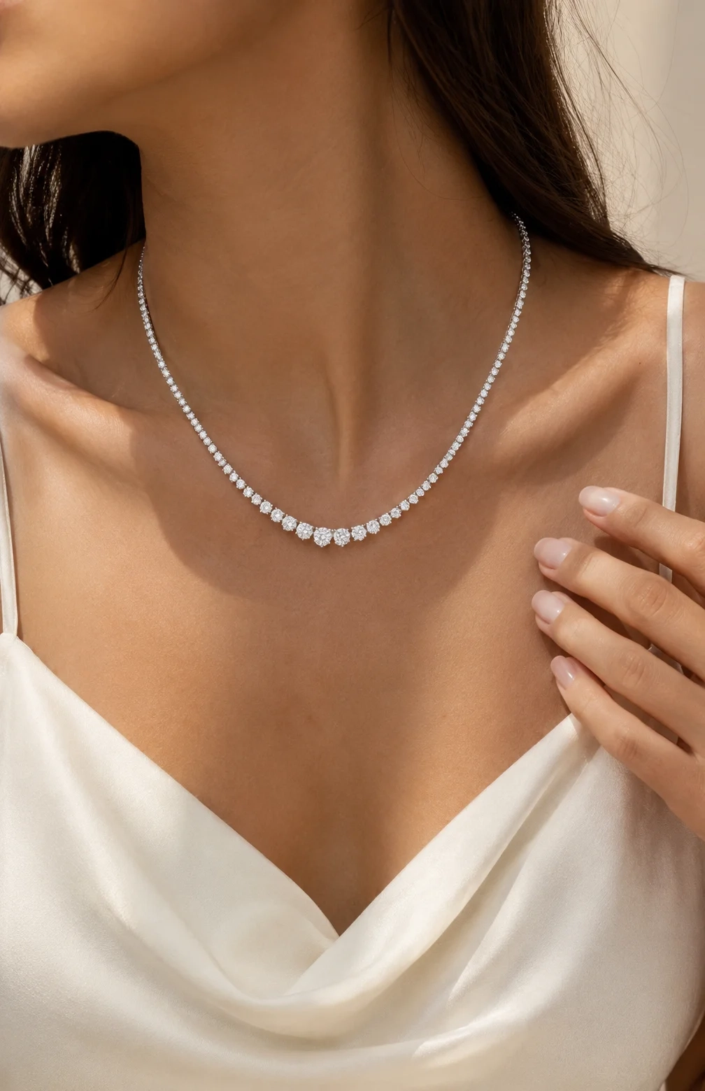 14K Gold Lab Grown Diamond Graduated Tennis Necklace-10 ct thumbnail 5