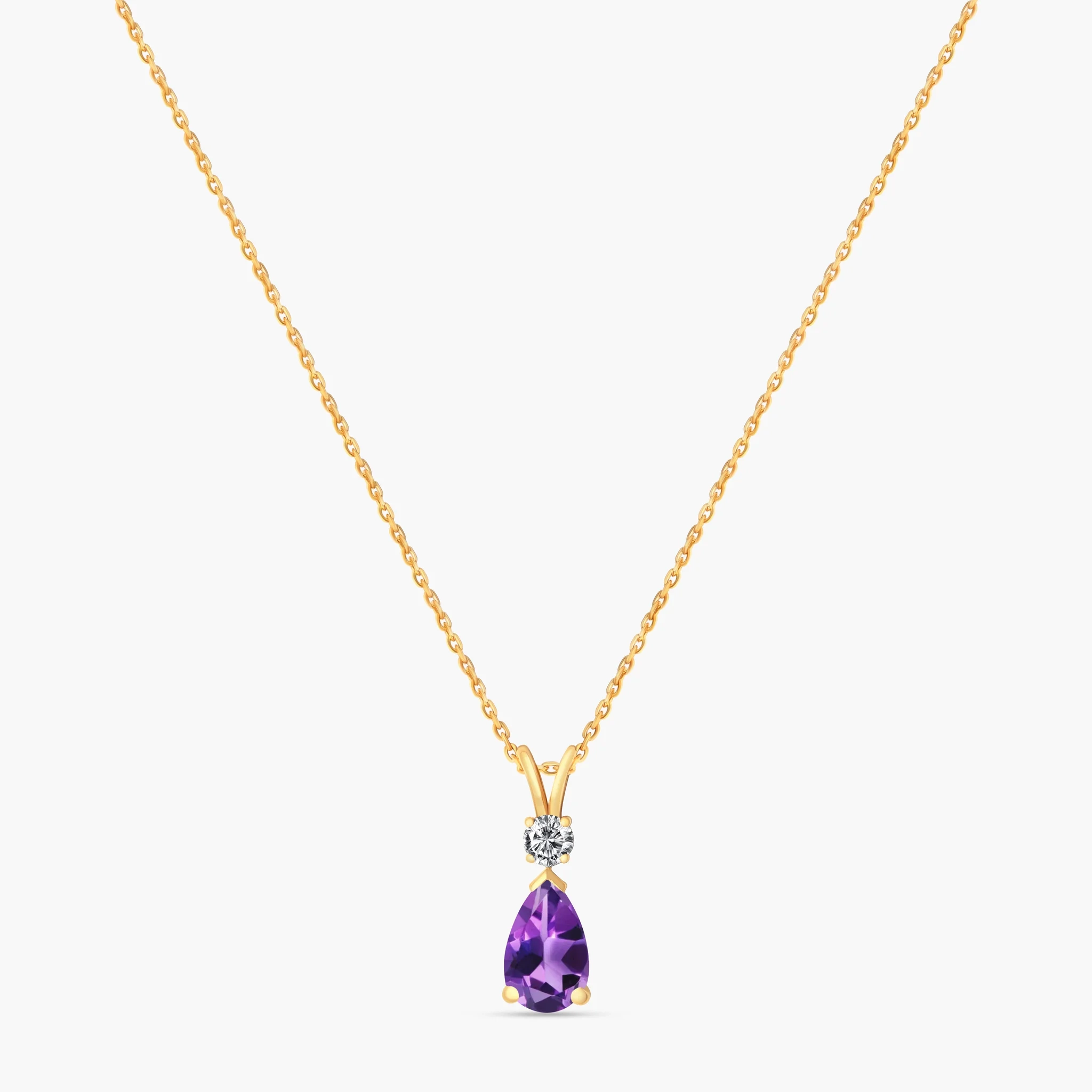 14K Gold Natural Diamond & Semi-Precious Gemstone Drop Necklace - Amethyst product image 1