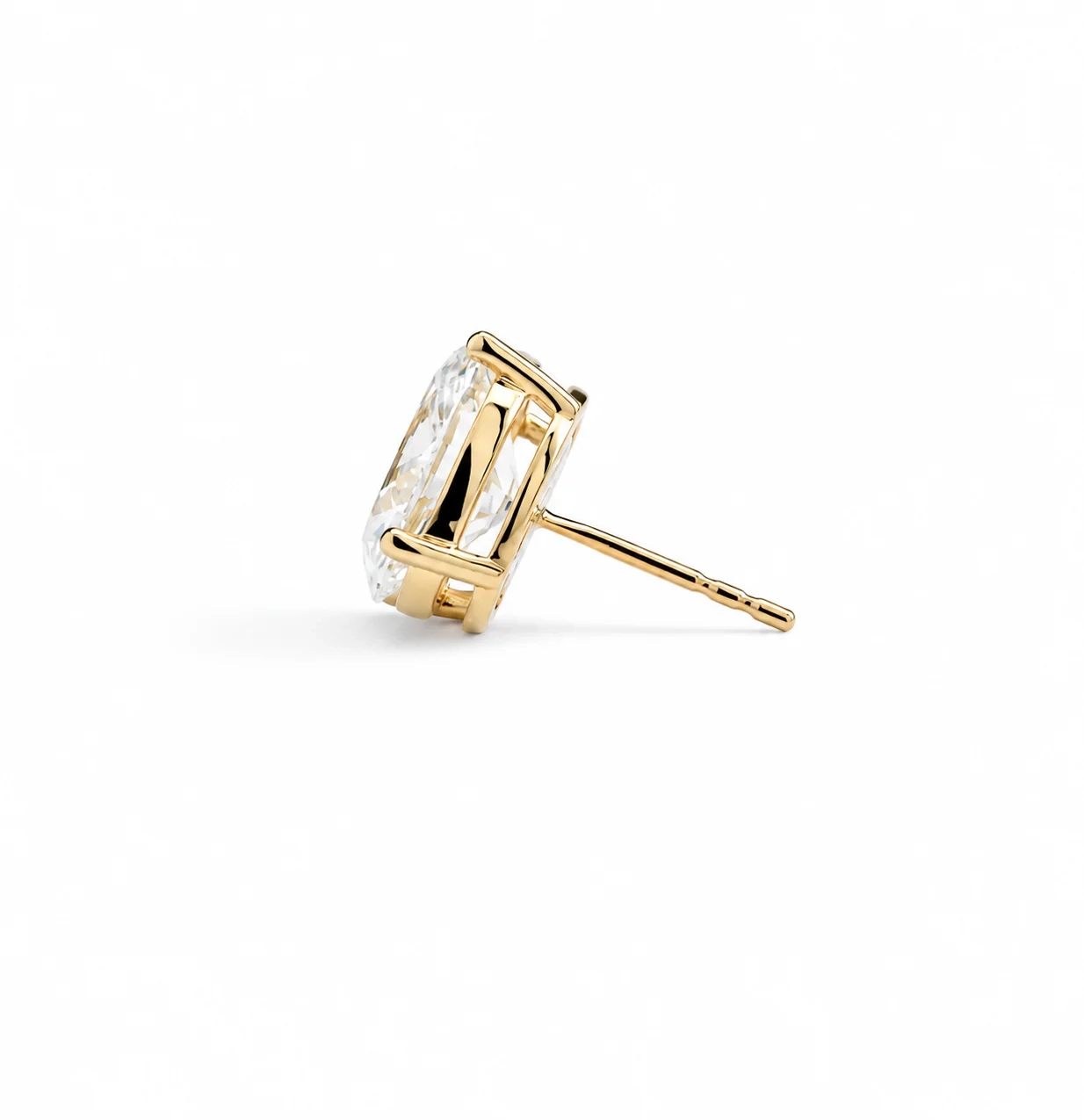 14K Gold Lab Grown Diamond Oval Solitaire Studs-4.00 ct thumbnail 2