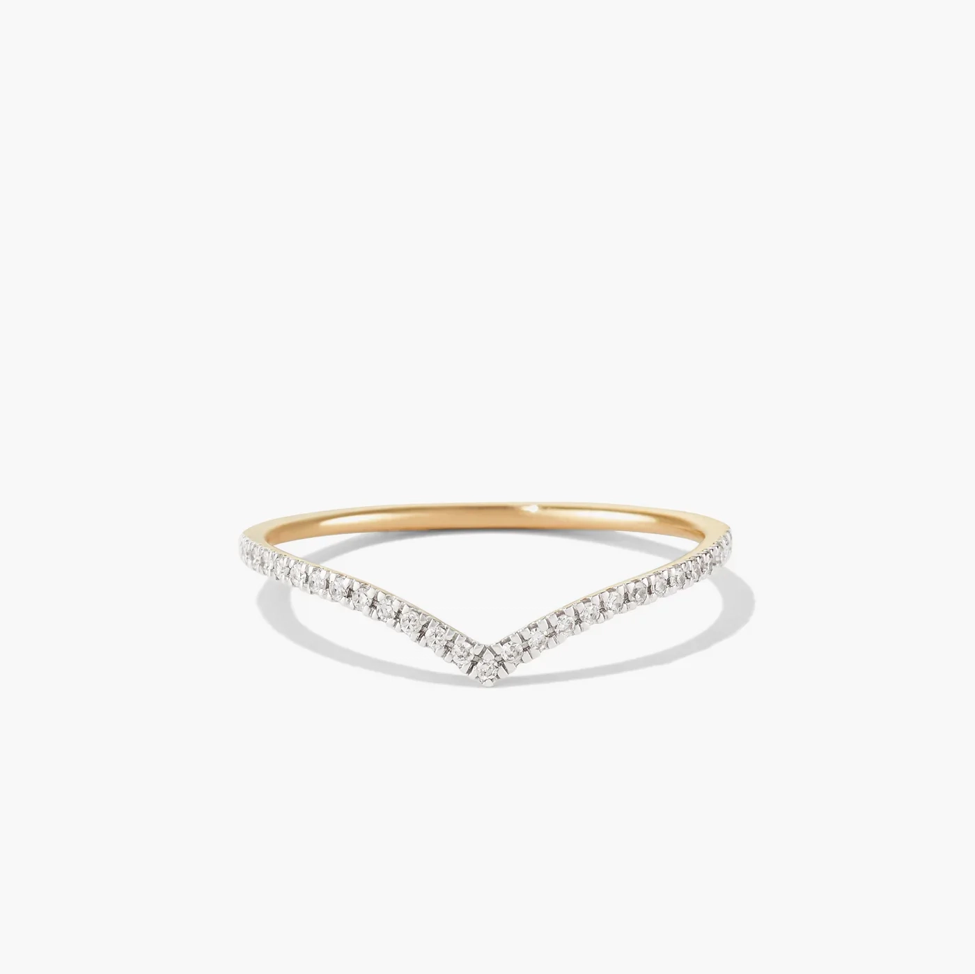 14K Gold Pave Diamond Wishbone Ring product image