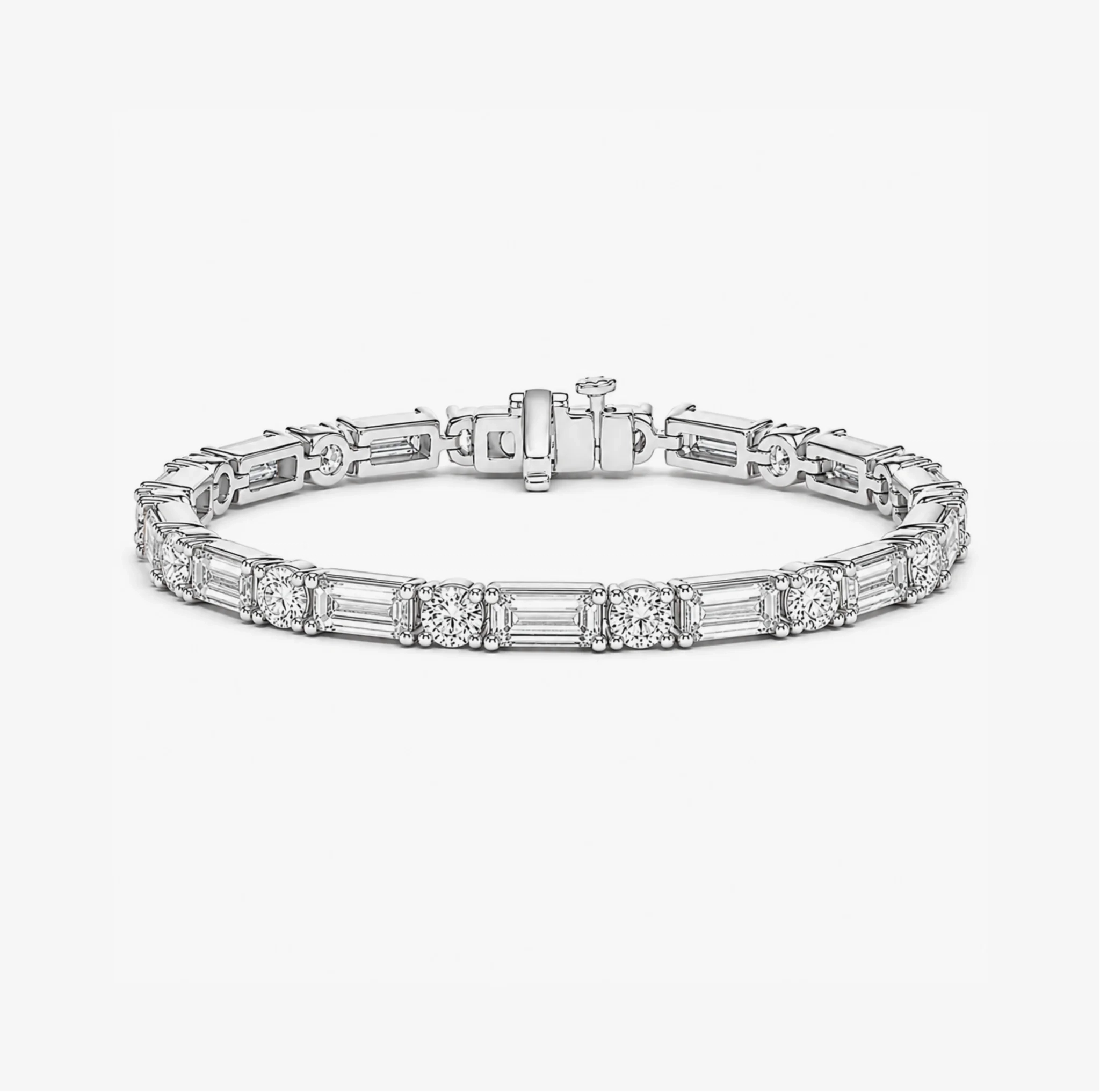 14K Gold Emerald & Round Lab Grown Diamond Tennis Bracelet - 15 ct product image 1