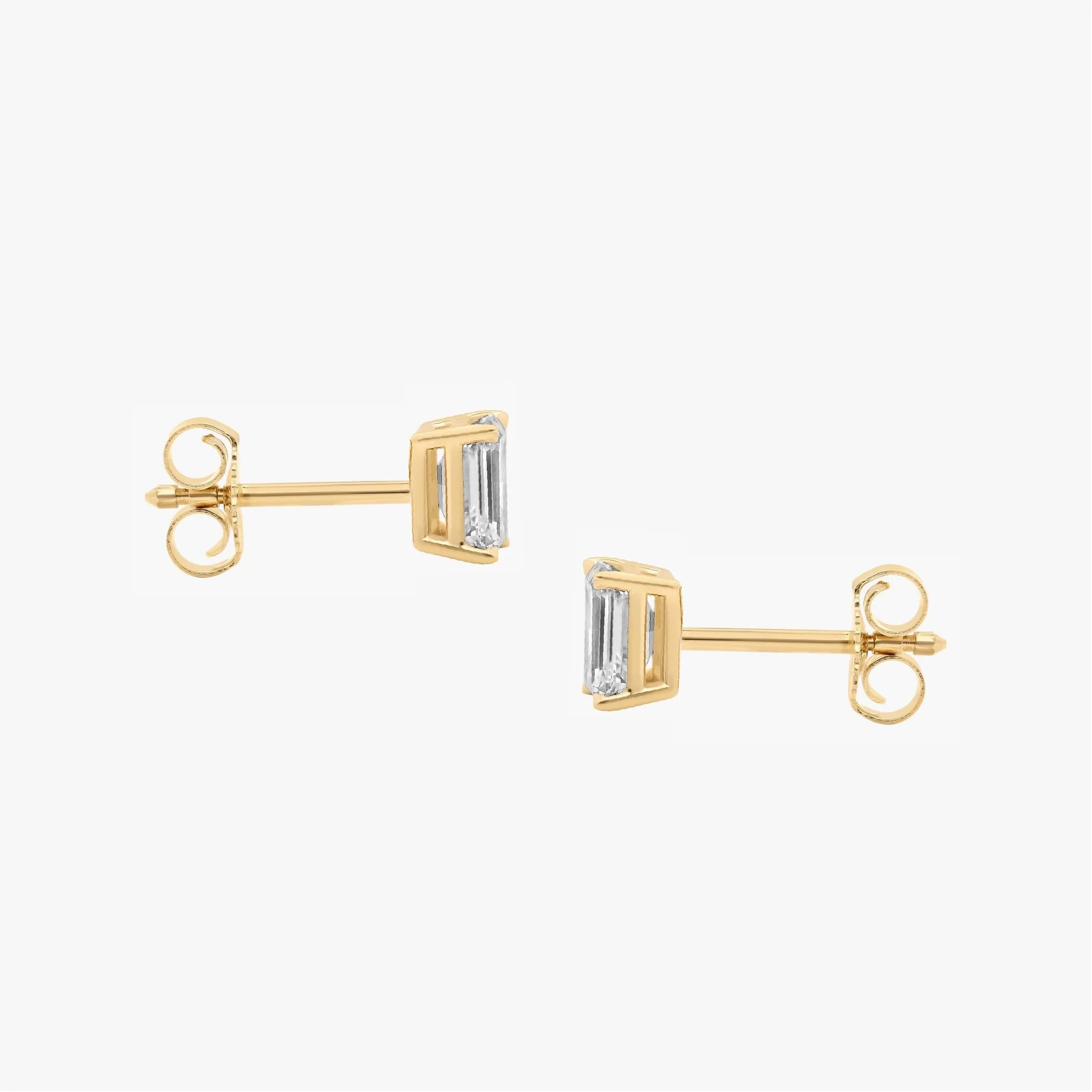 14K Gold Lab Grown Diamond Emerald Solitaire Studs-4.00 ct thumbnail 4