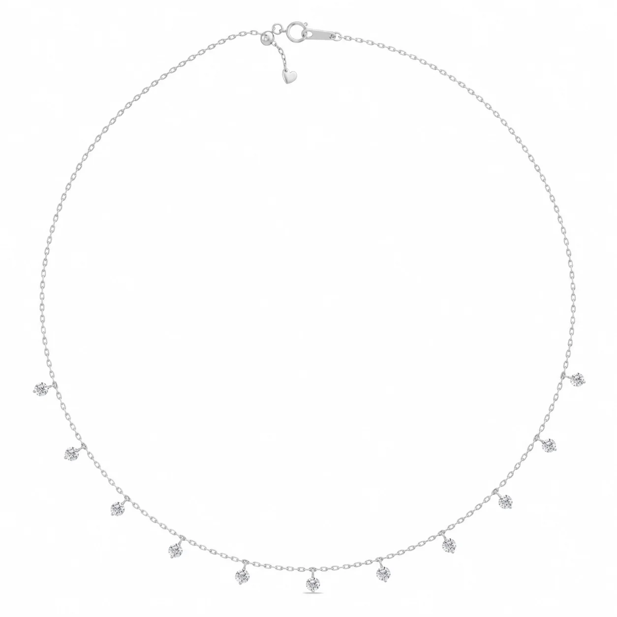 14K Gold Lab Grown Round Diamond 11 stone station necklace product image 1