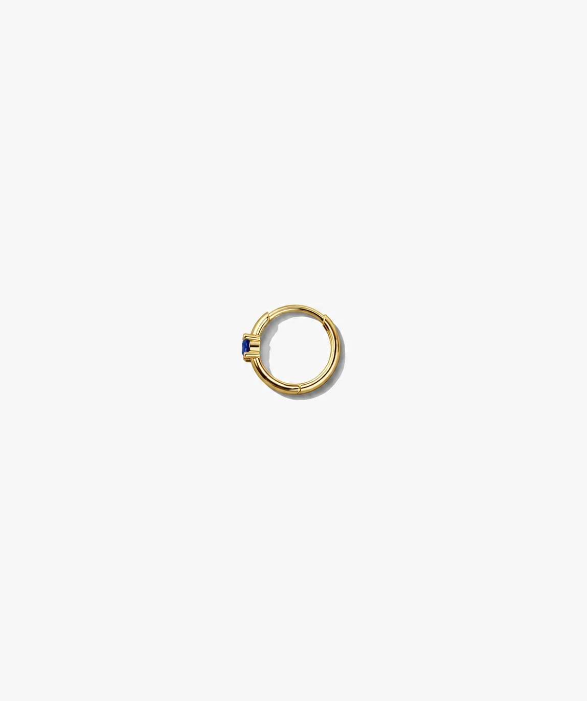 14K Gold Lab solo Gemstone Mini Huggie - LAB Created Blue Sapphire - Single thumbnail 2