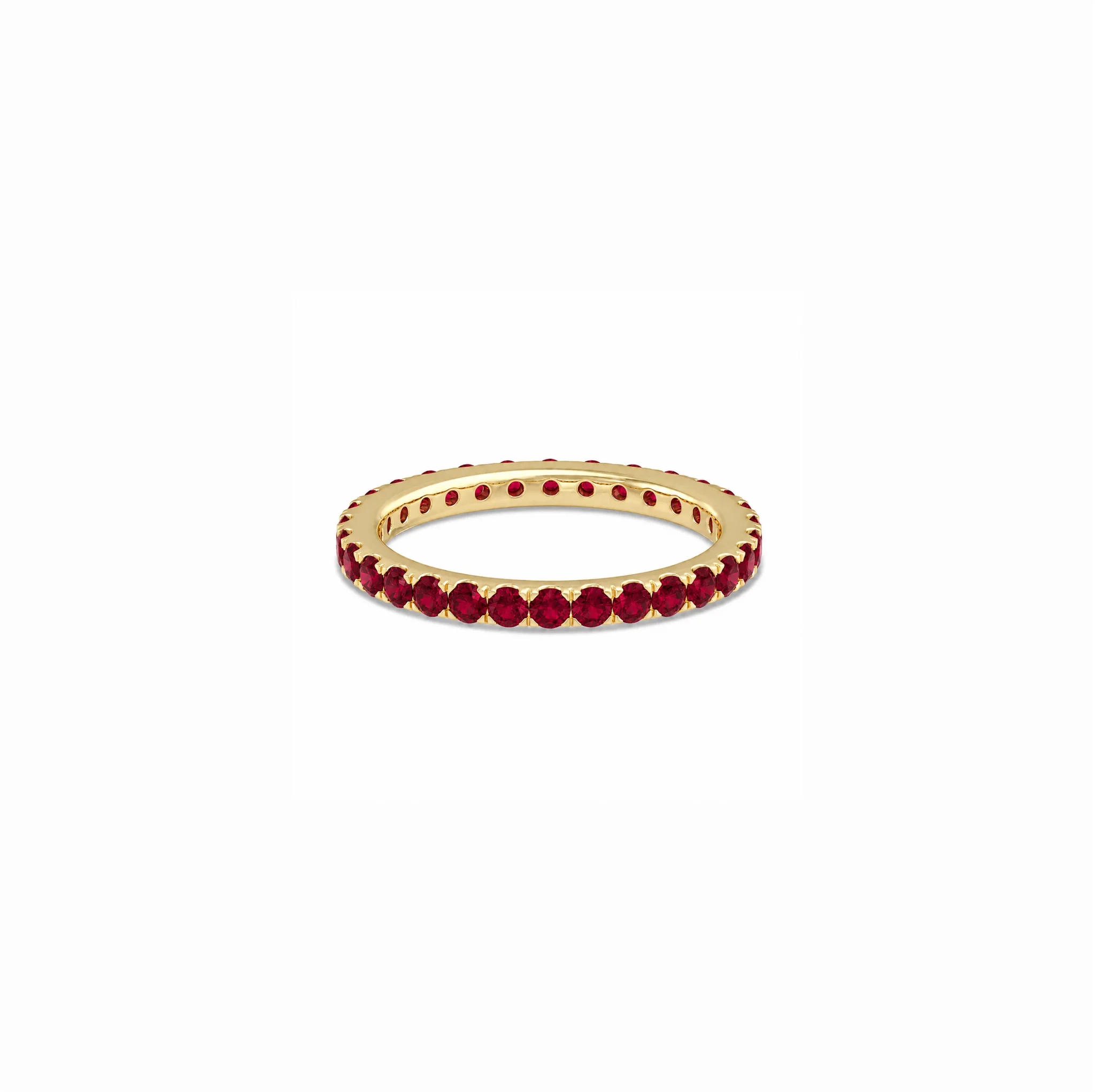 14K Gold Semi-Precious Gemstone Pave Eternity Band - Garnet product image 1
