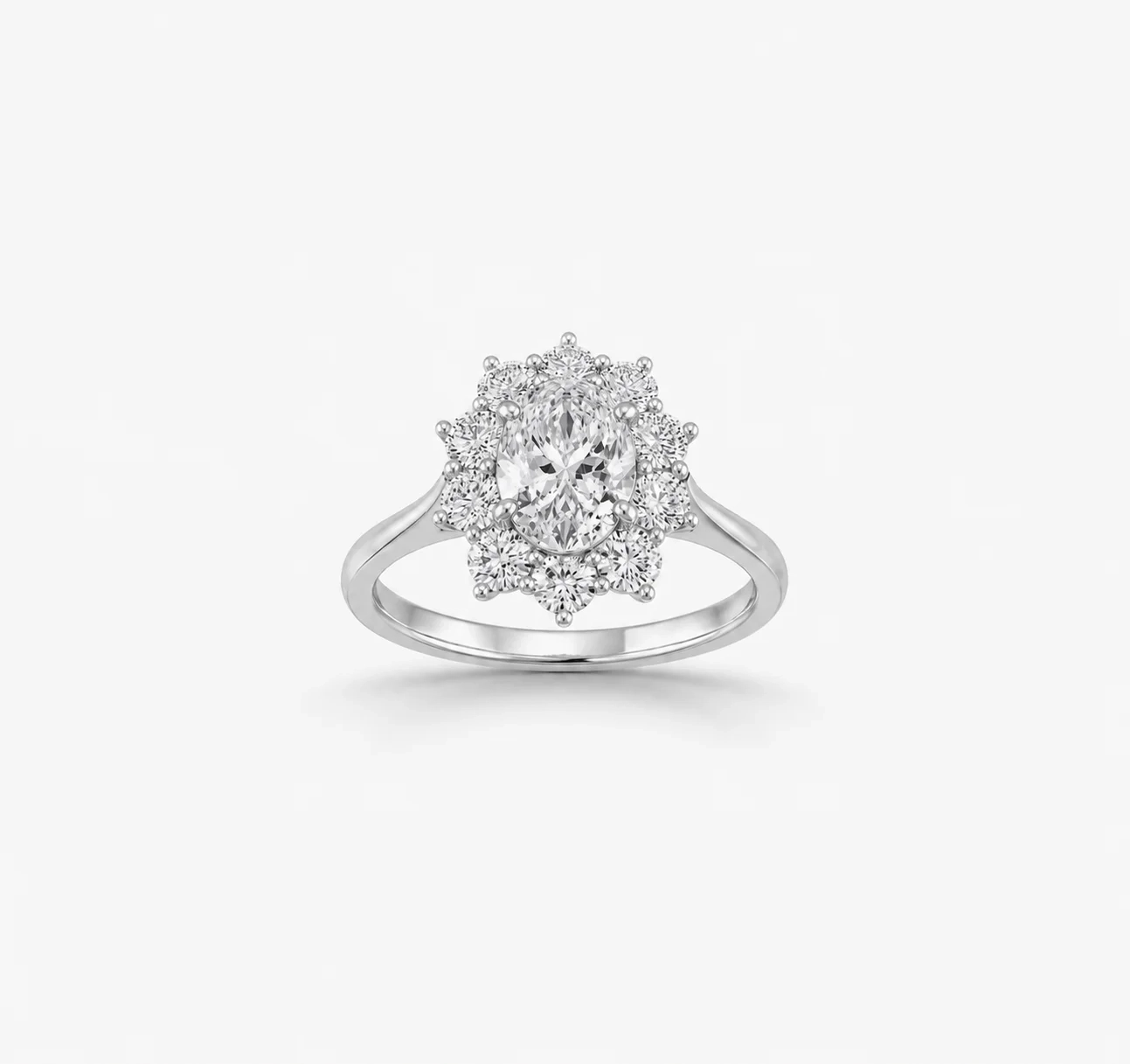 14K Lab Grown Oval Diamond Halo cathedral ring - 1.00 ct product image 1