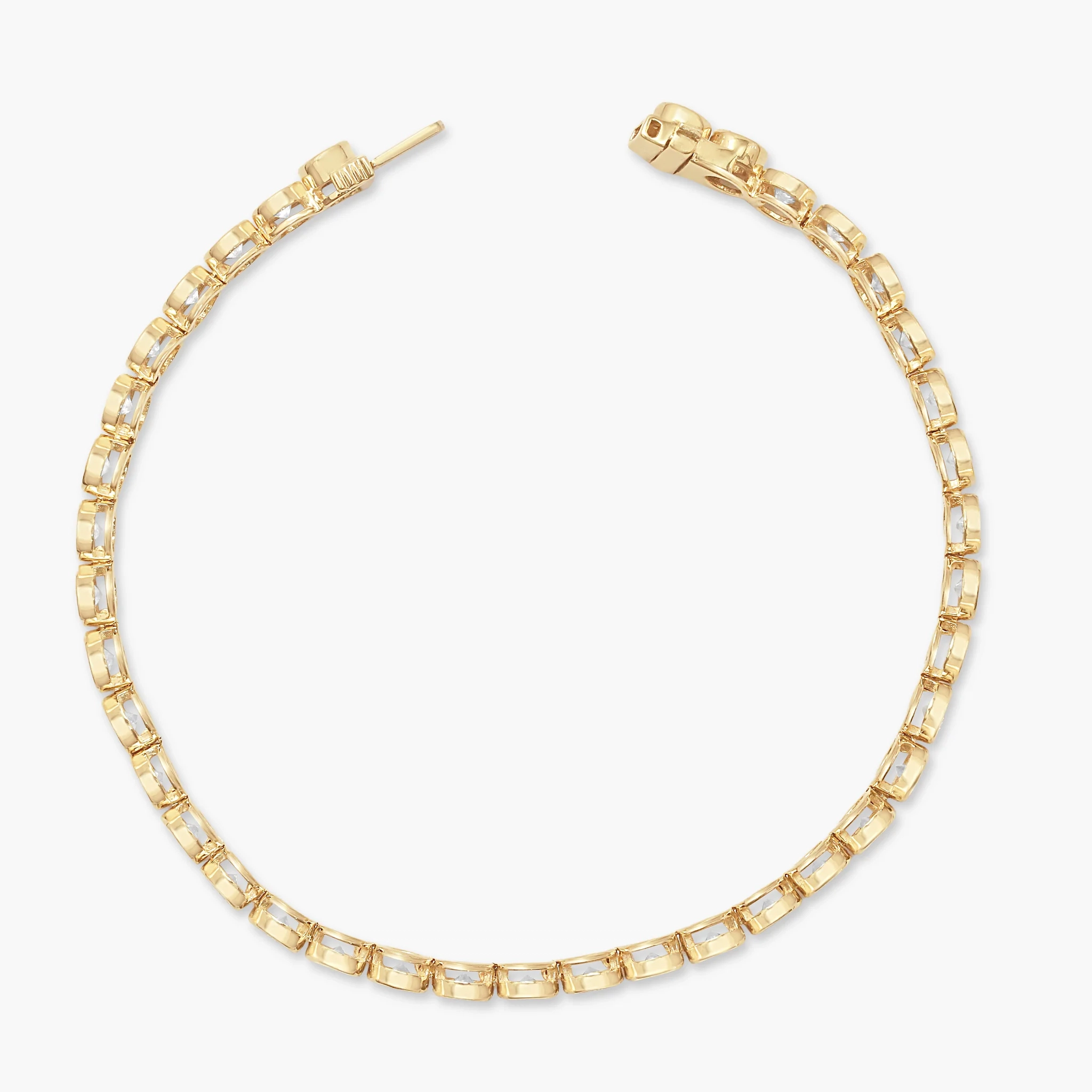 14K Gold Lab Grown Diamond Bezel set Tennis Bracelet-4.00 CT thumbnail 3