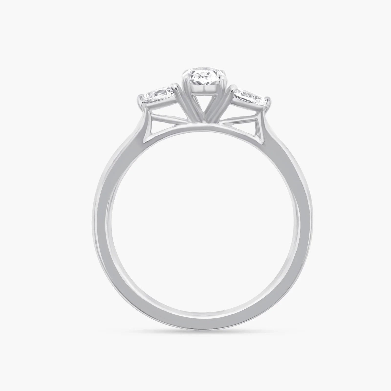 14K Gold LAB Oval & Pear Diamond Three-stone ring thumbnail 3
