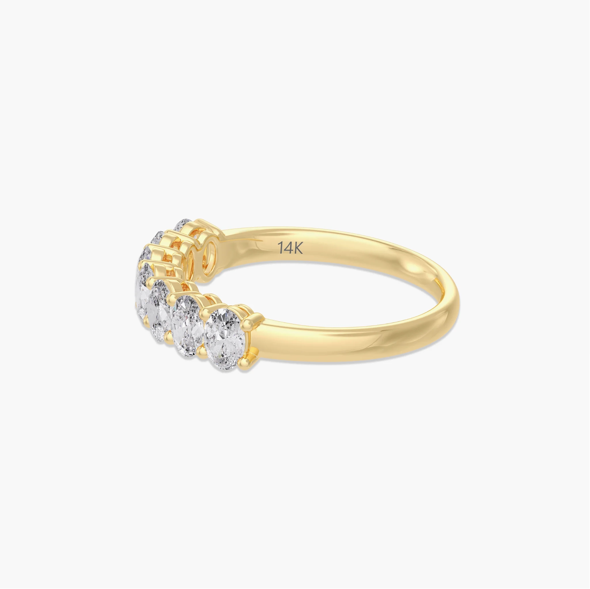 14K LAB Grown Oval Diamond Seven Stone Band - 1.00 ct thumbnail 2