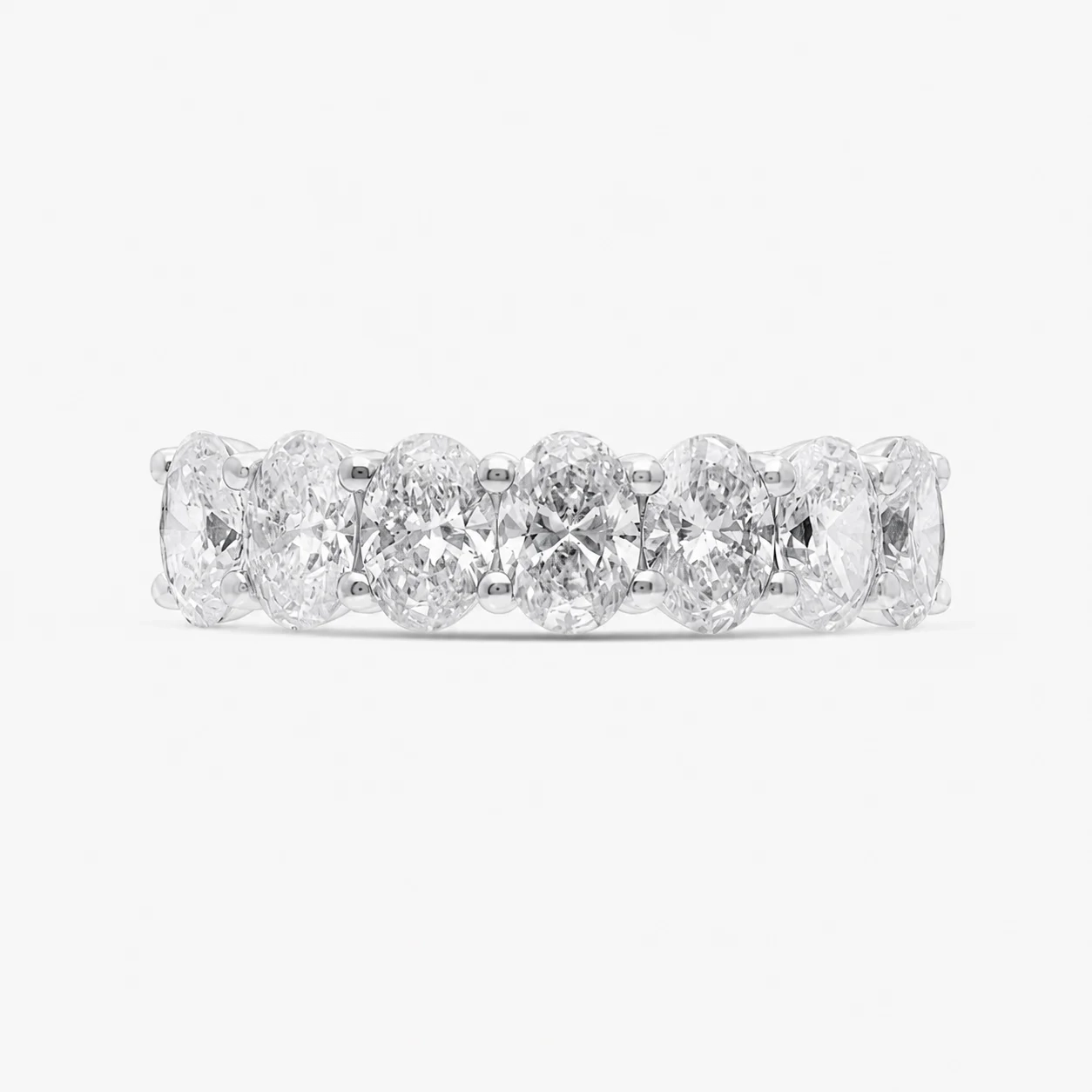 14K LAB Grown Oval Diamond Seven Stone Band - 2.00 ct thumbnail 5