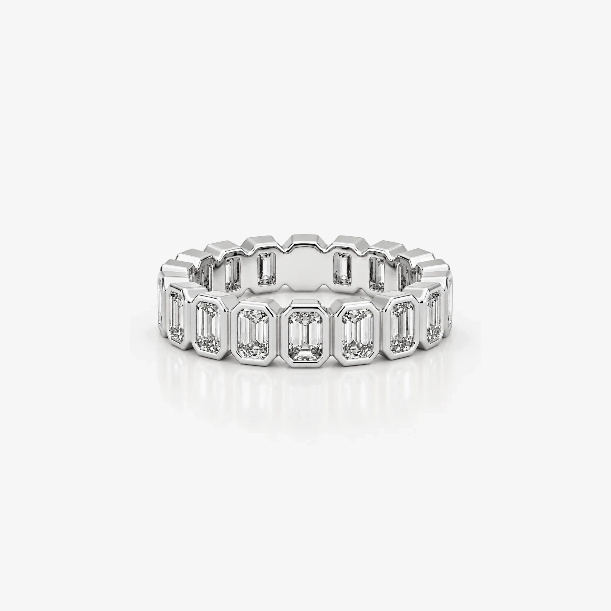 14K Gold Emerald cut Lab Grown diamond Bezel set North-South Eternity Band product image 1