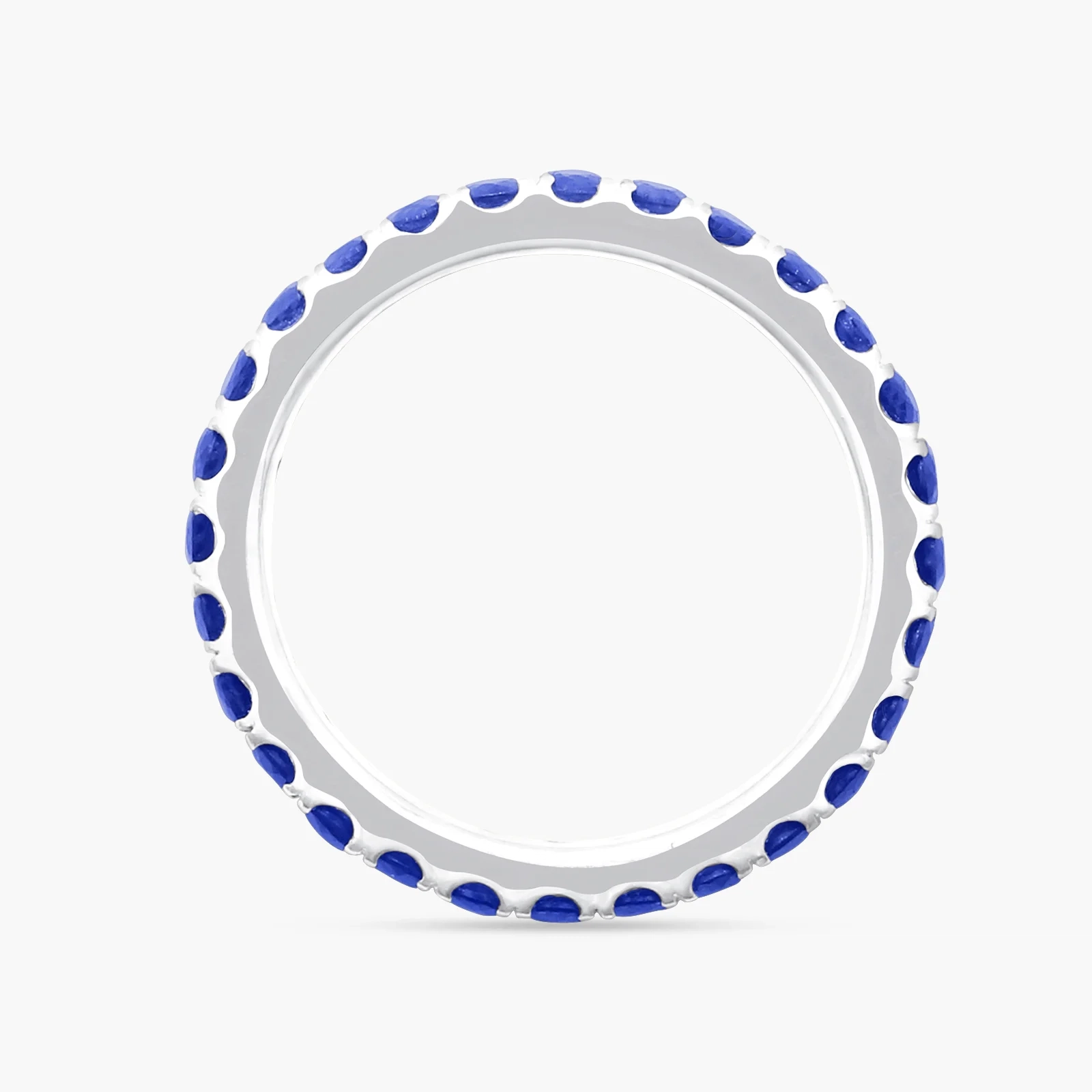 14K Gold LAB Gemstone Pave Eternity Band - LAB Created Blue Sapphire thumbnail 3