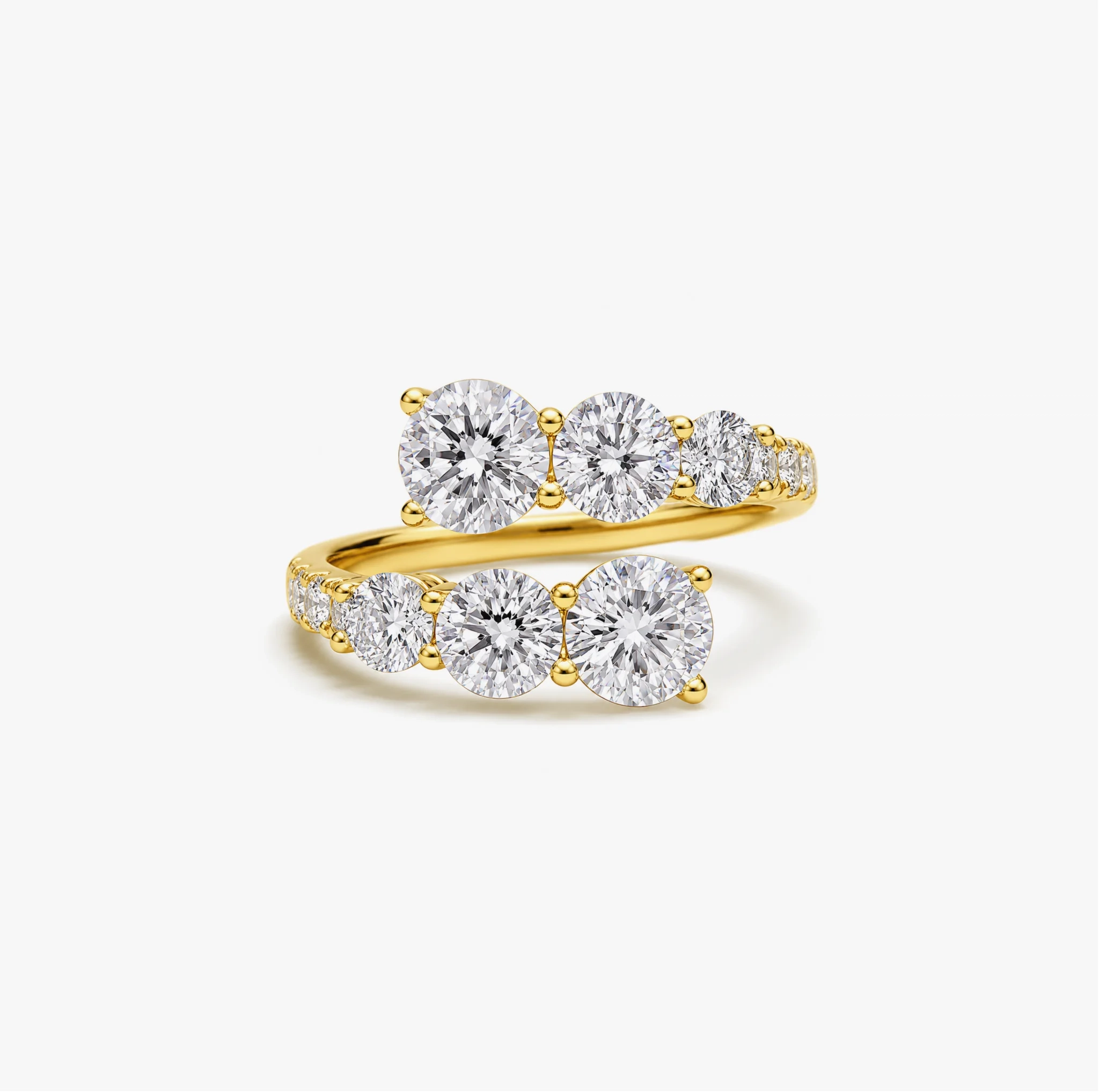 14K Lab Grown Diamond Round Open Crossover bypass Ring product image 1