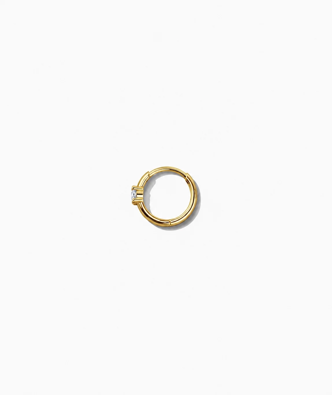 14K Gold Lab solo Diamond Mini Huggie - Single thumbnail 2