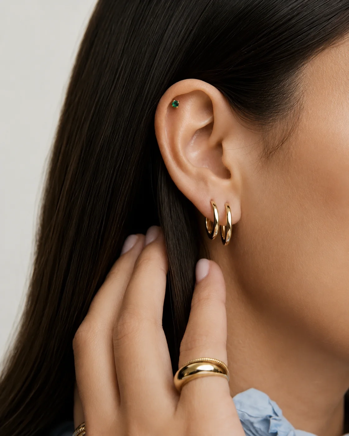 14K Gold Classic Everyday Hoops - 12 mm thumbnail 4