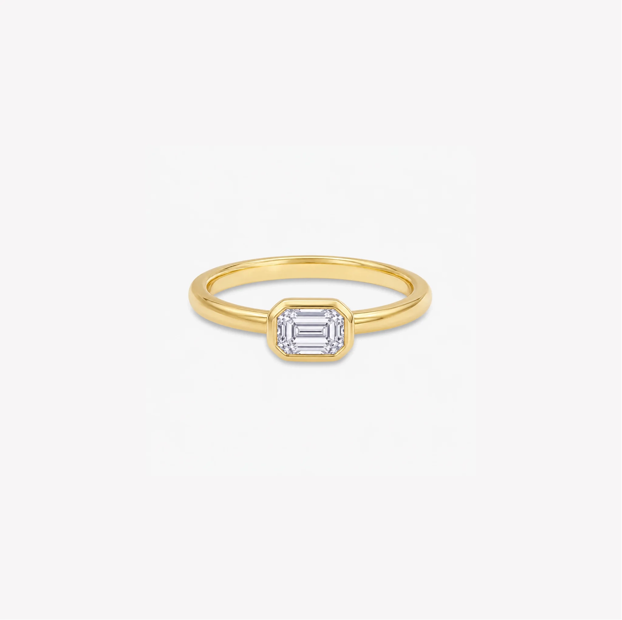 14K Gold Solo Lab Emerald Diamond Bezel set Ring - 0.50 ct product image