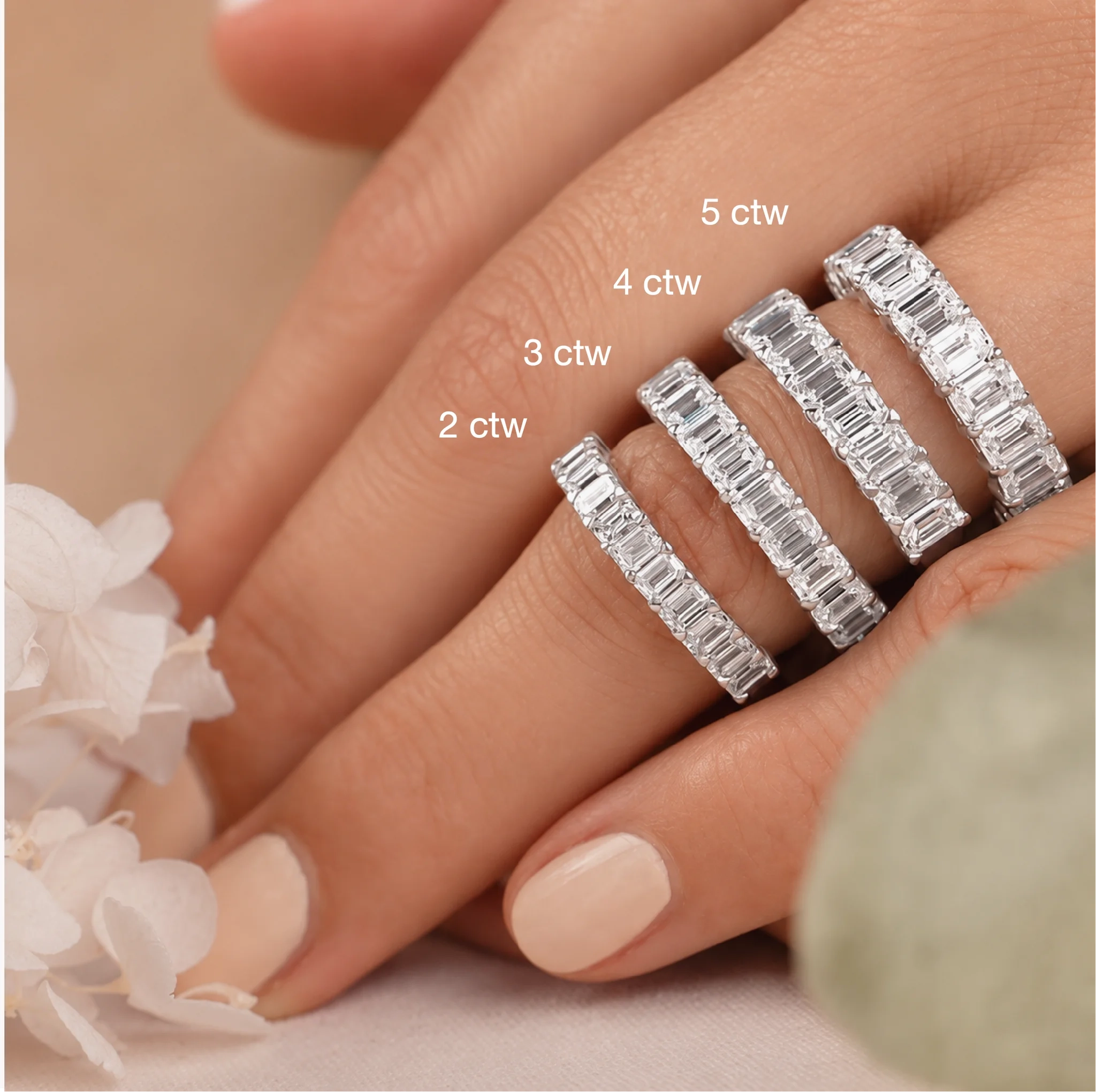 14K Lab Grown Emerald Diamond Eternity Band - 2.0 ct thumbnail 3