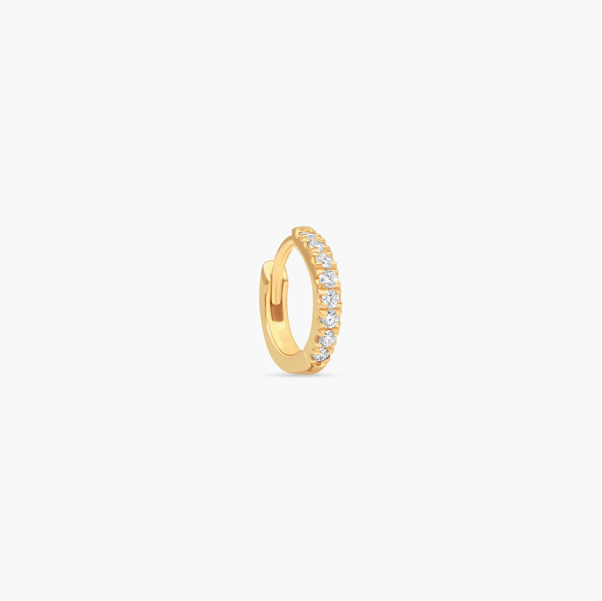 14K Gold mini Pave Diamond Huggie Hoop - Single product image 1