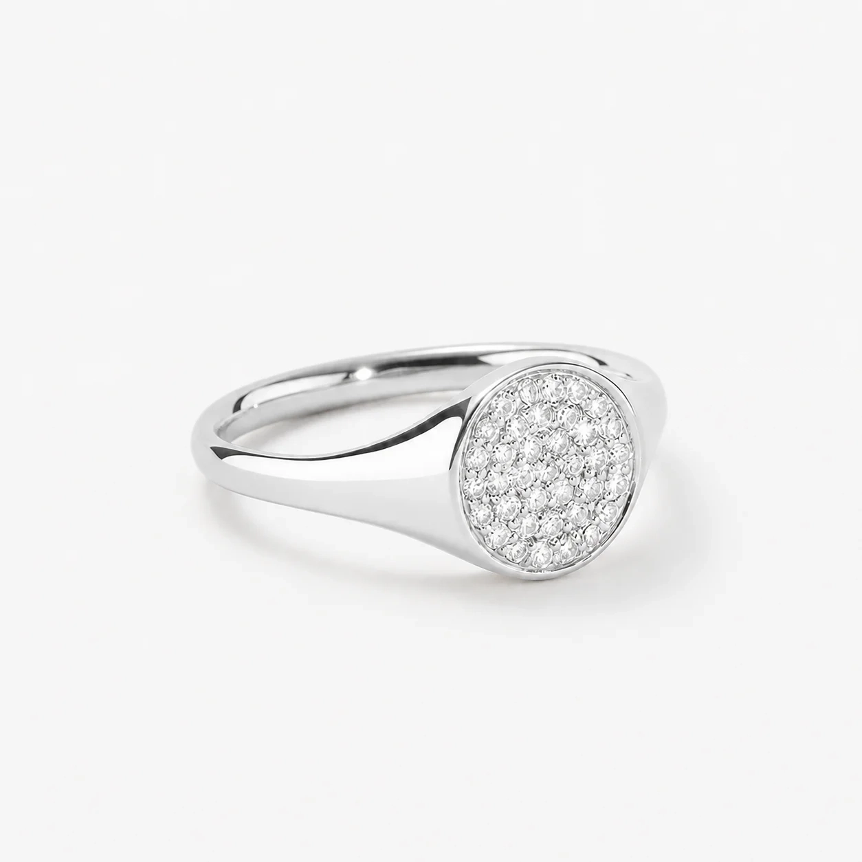 14K Pavé Natural Diamond Signet Ring thumbnail 2