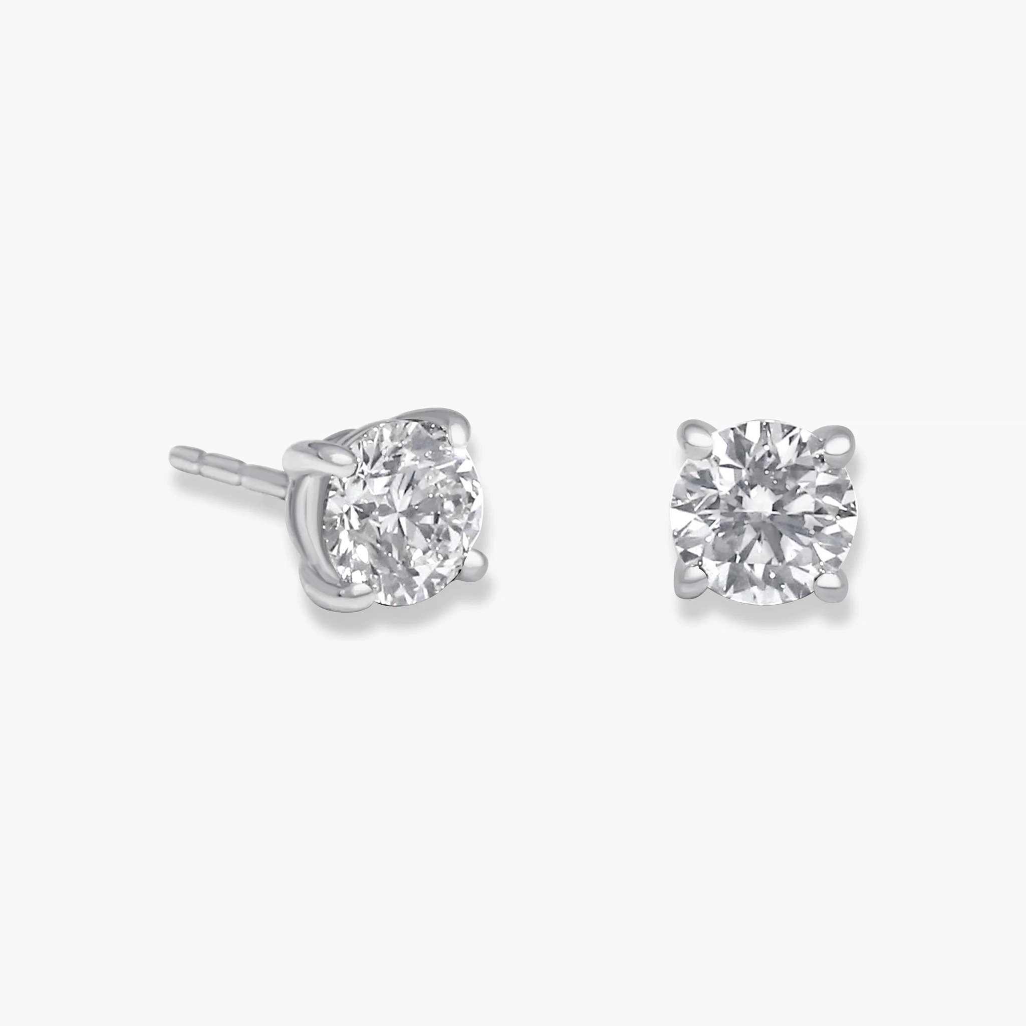 14K Gold Lab Grown Diamond classic Four-Prong Solitaire Studs - 2.0 ct thumbnail 2